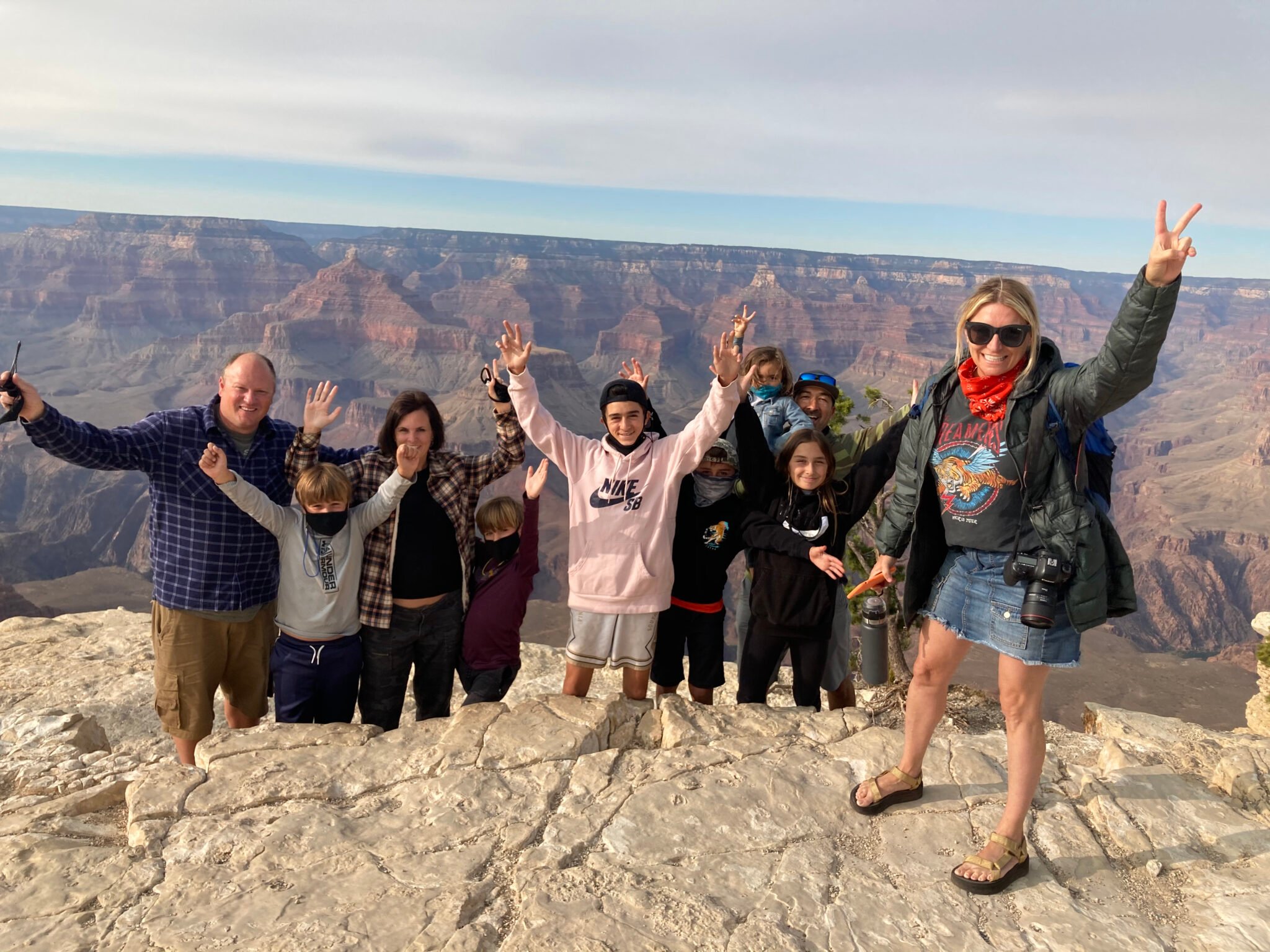 family and friends at the grand canyon