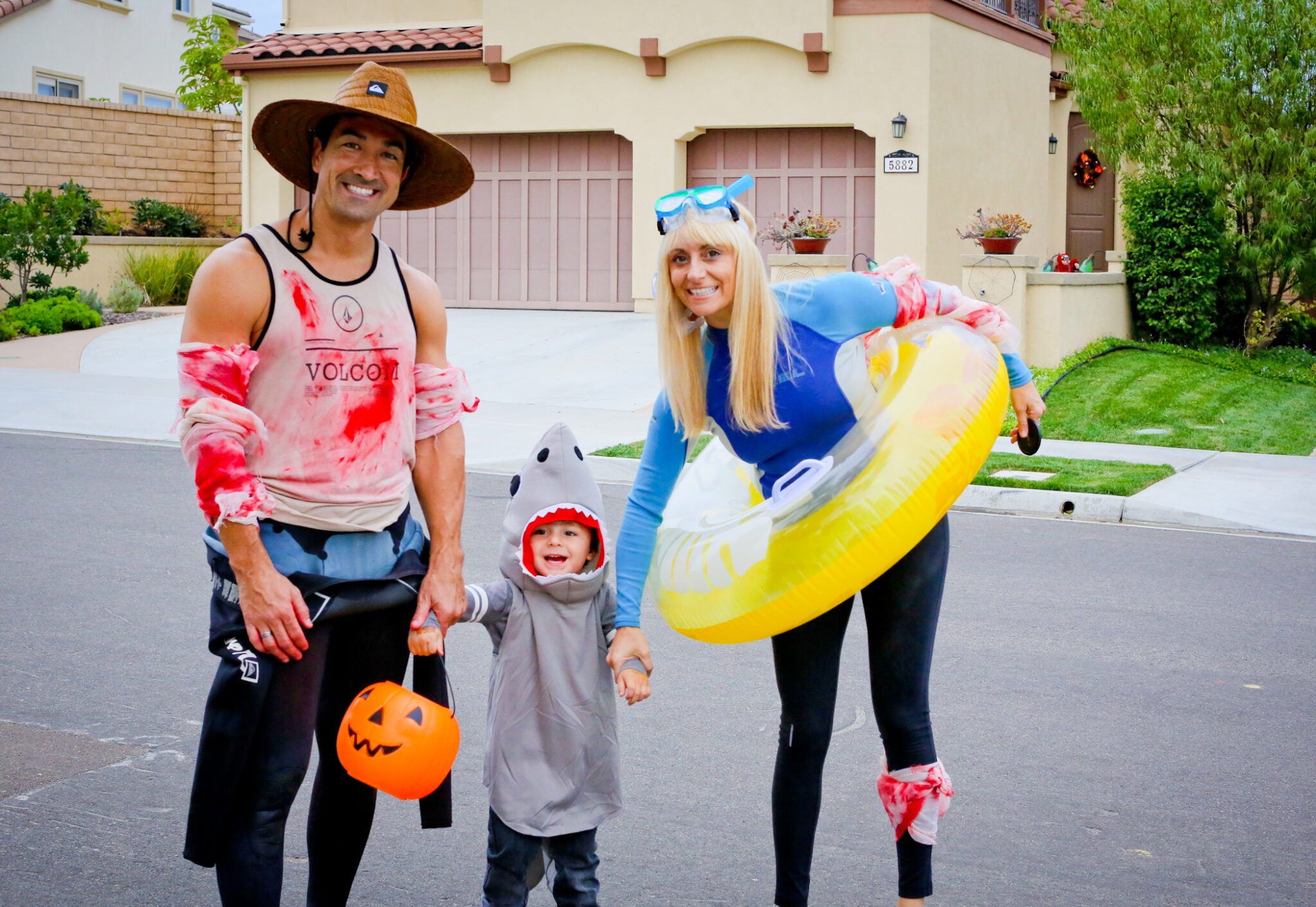 family in halloween costumes