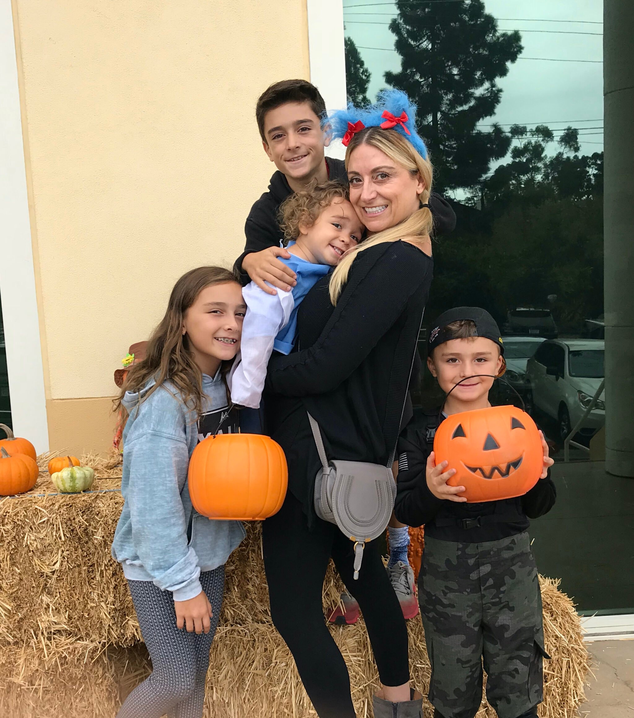 mom and kids at halloween