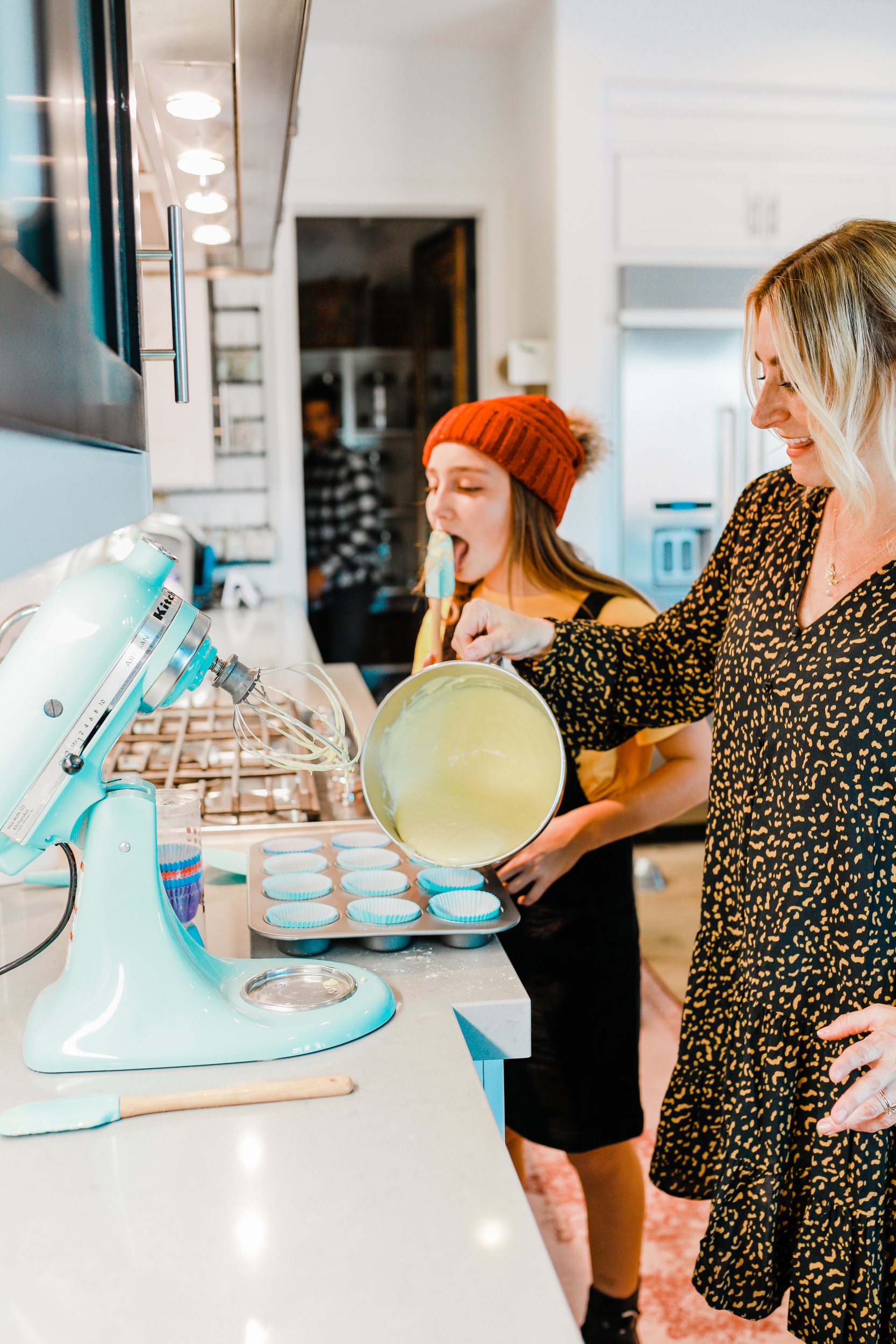 mom and daughter in kitchen