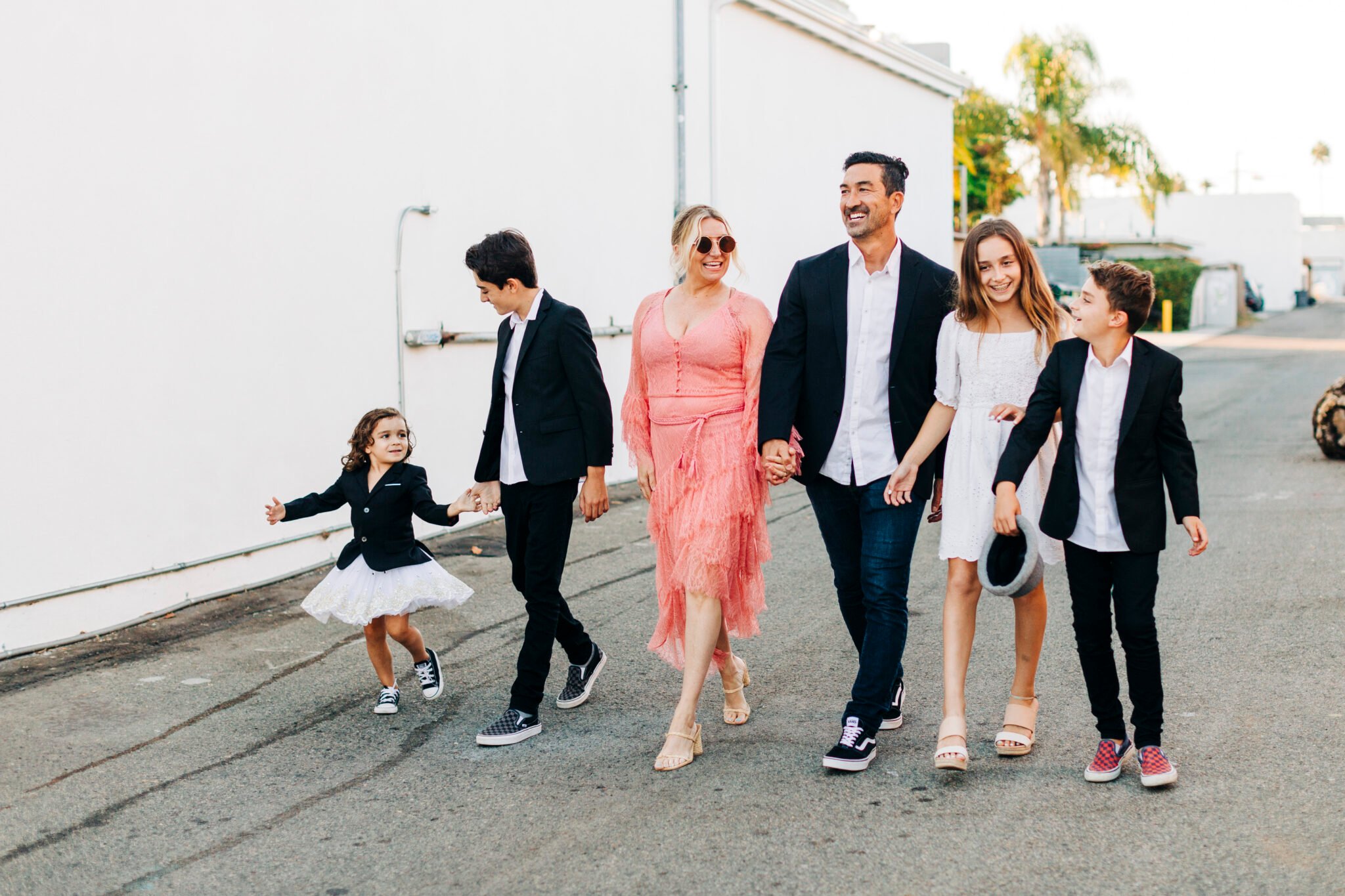 family walking outside