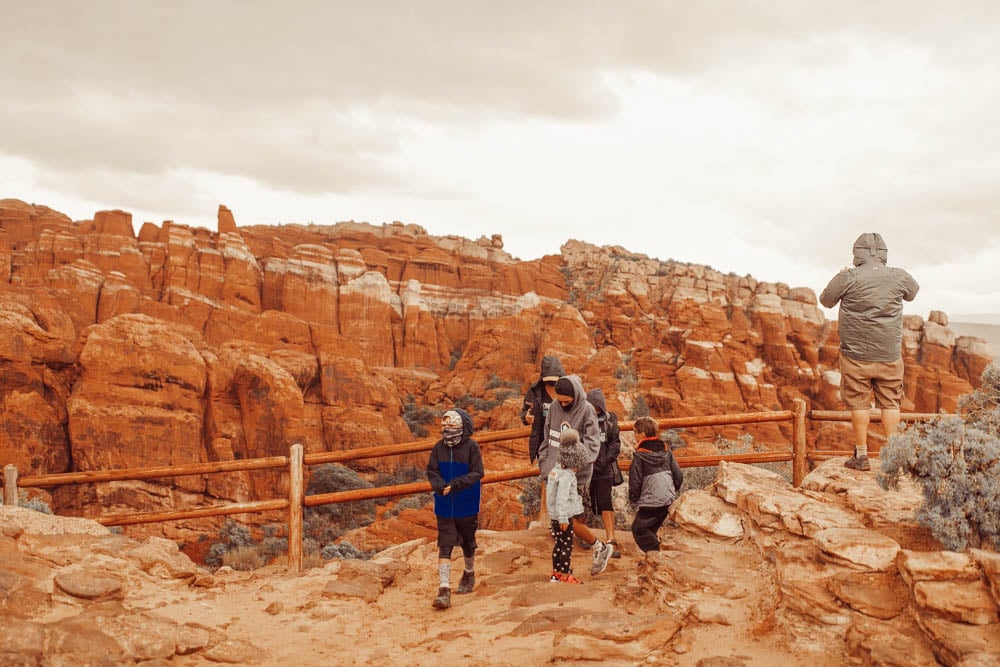 family walking in national park