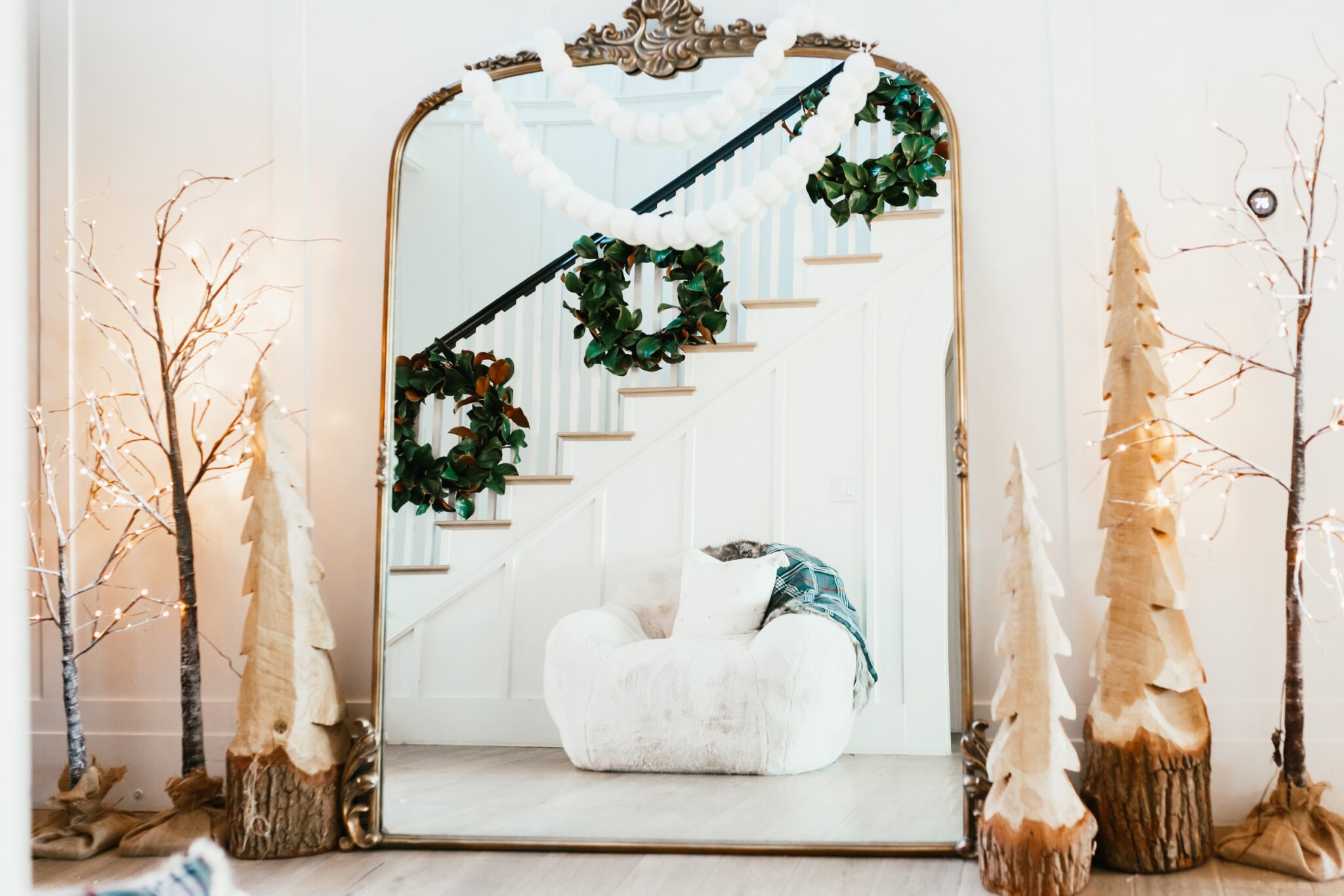 entryway decorated for christmas
