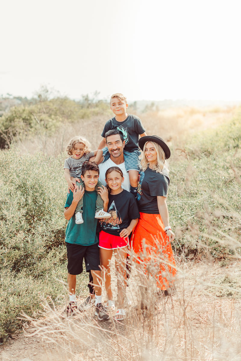 family in a field