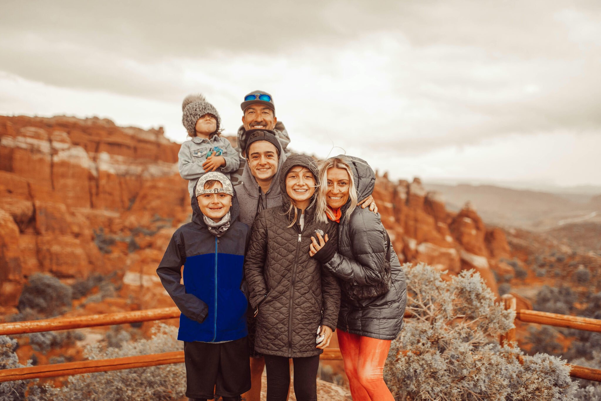 family hiking in moab utah