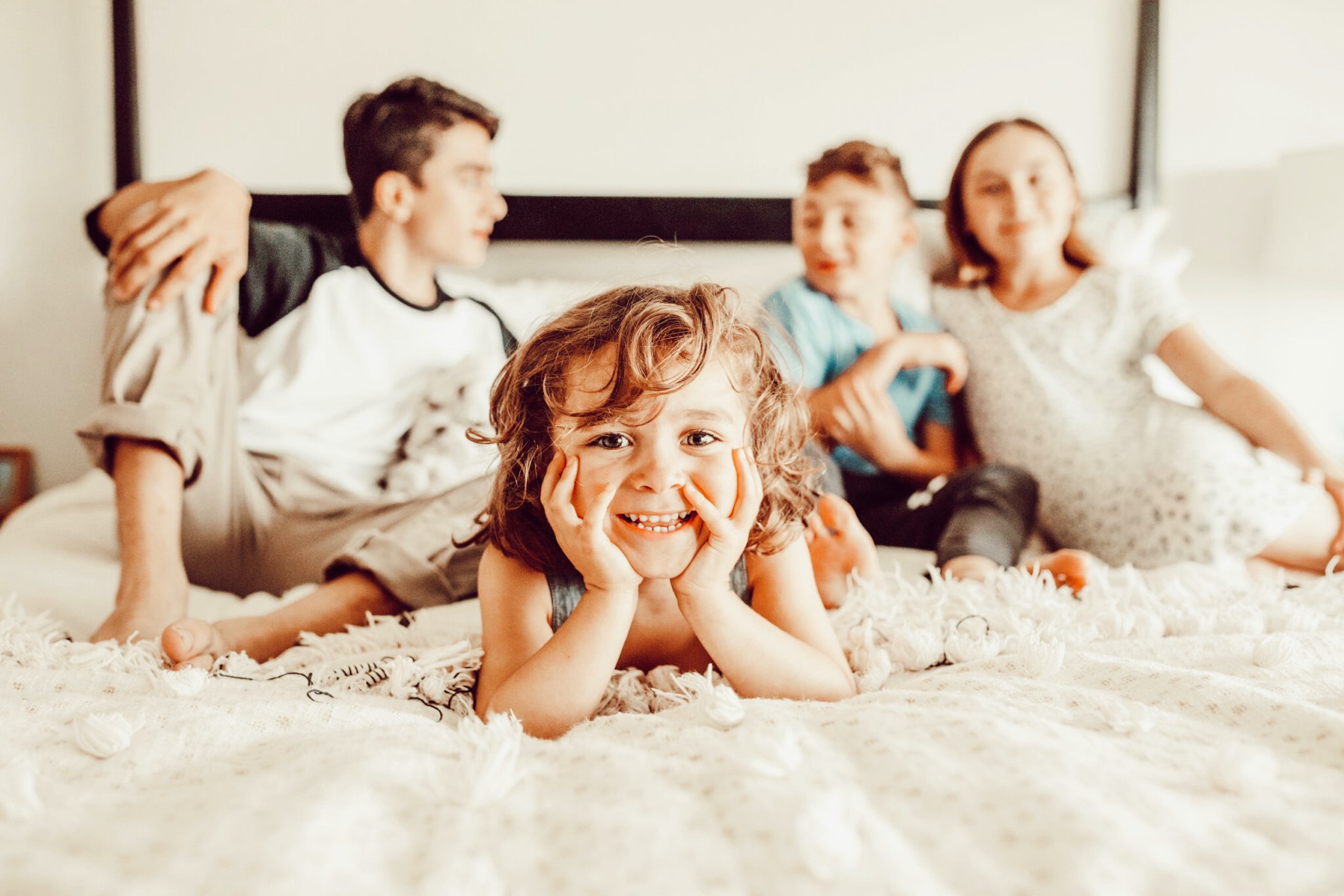 kids on the bed