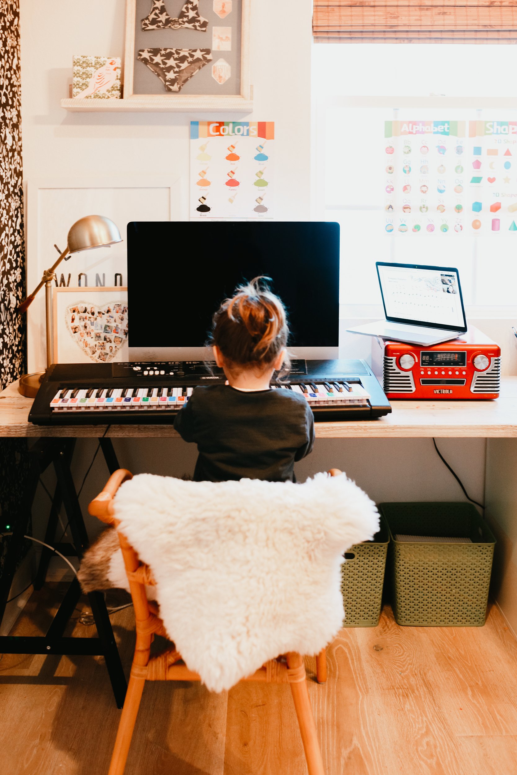 toddler playing the piano