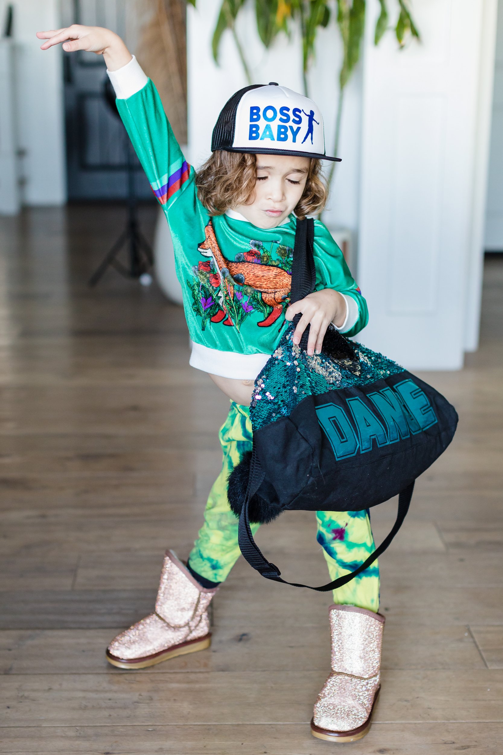 boy dancing in living room