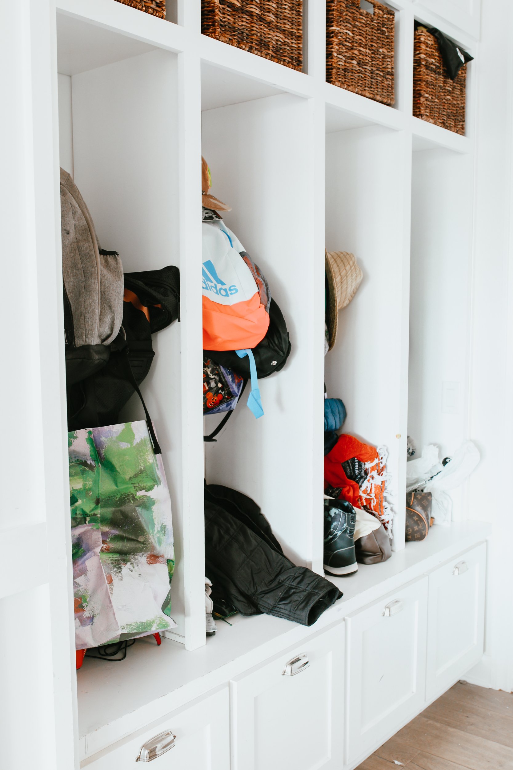 messy mudroom