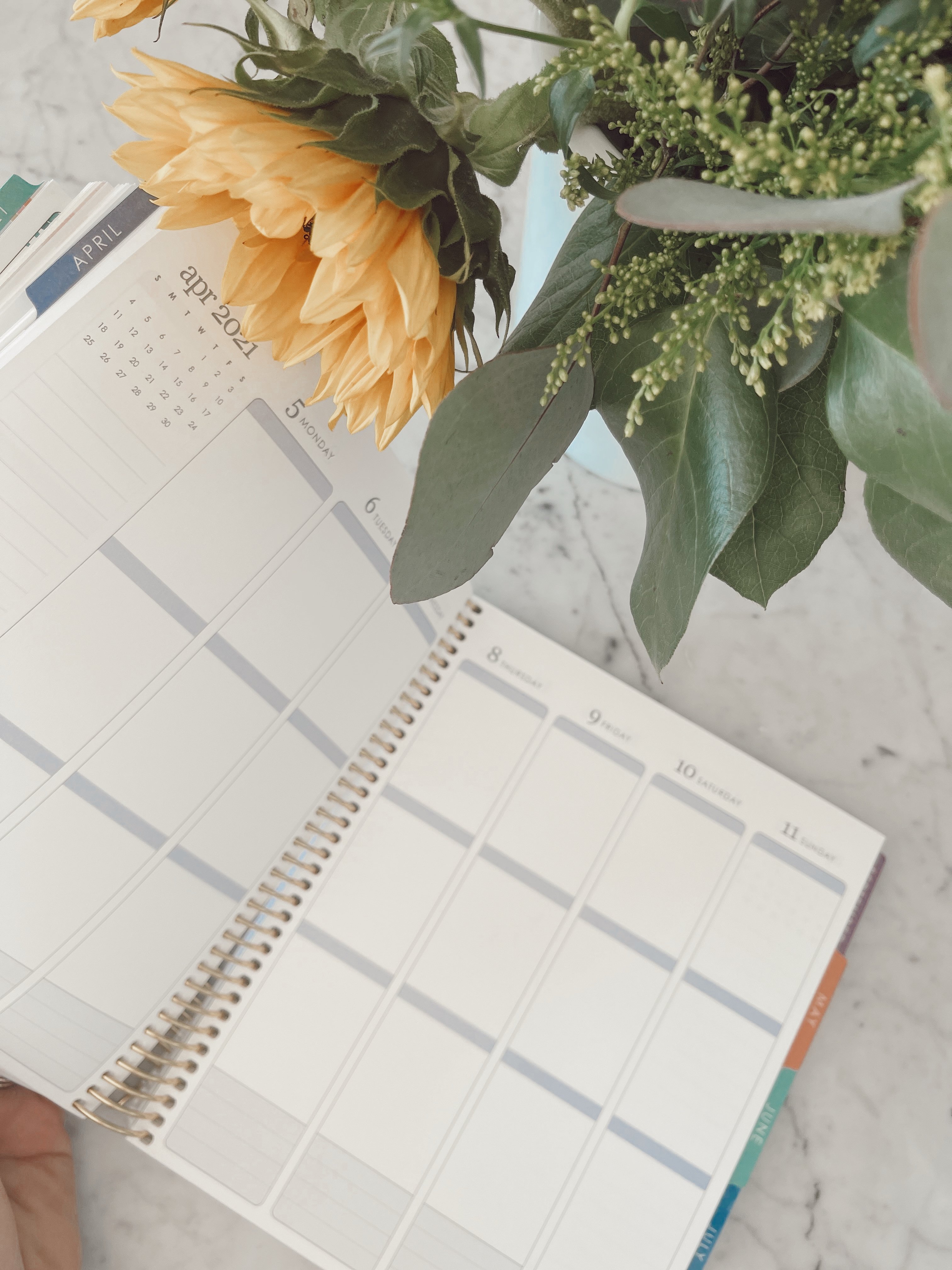 calendar notebook with flowers
