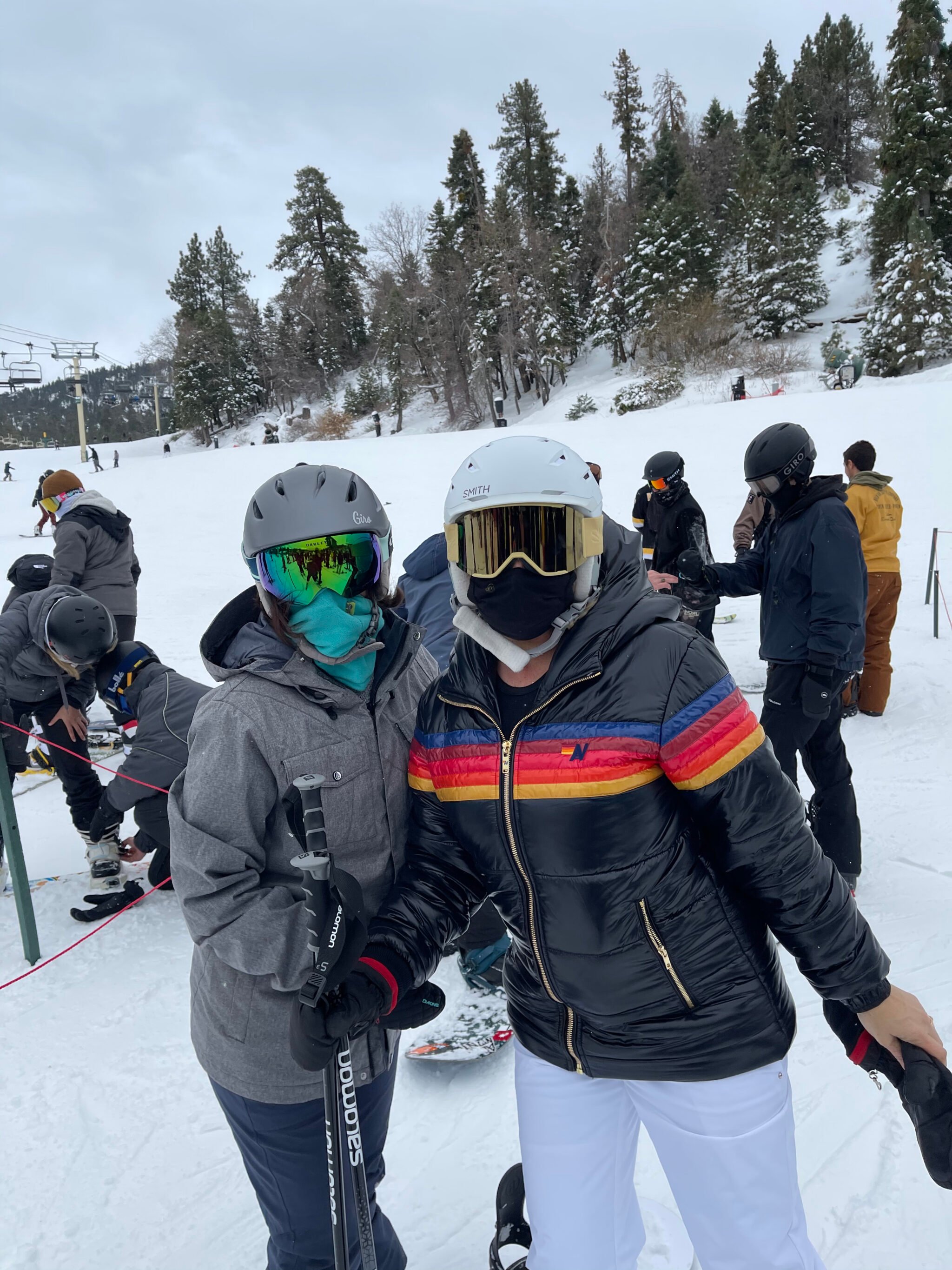 friends skiing in big bear