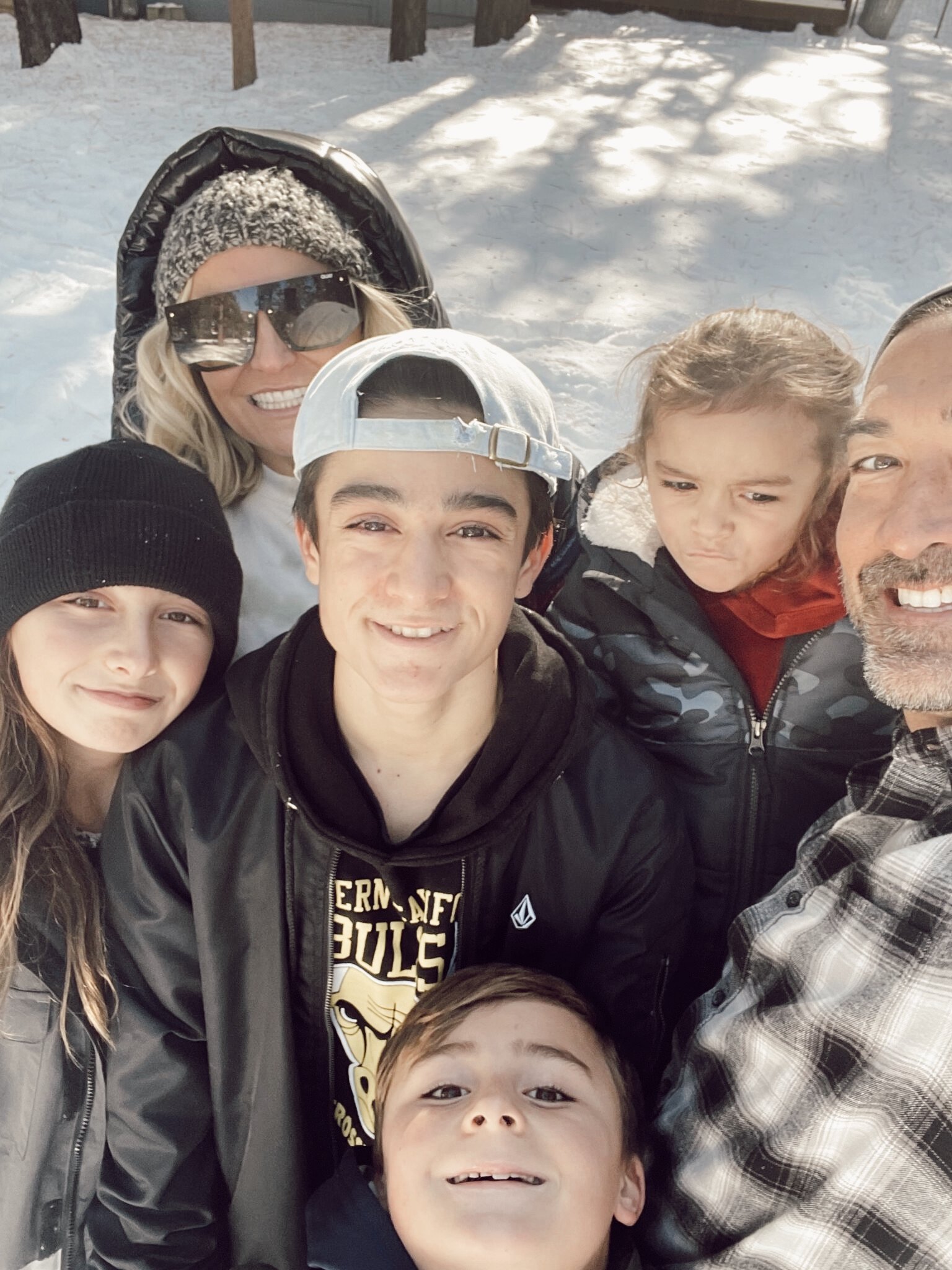 family in the snow