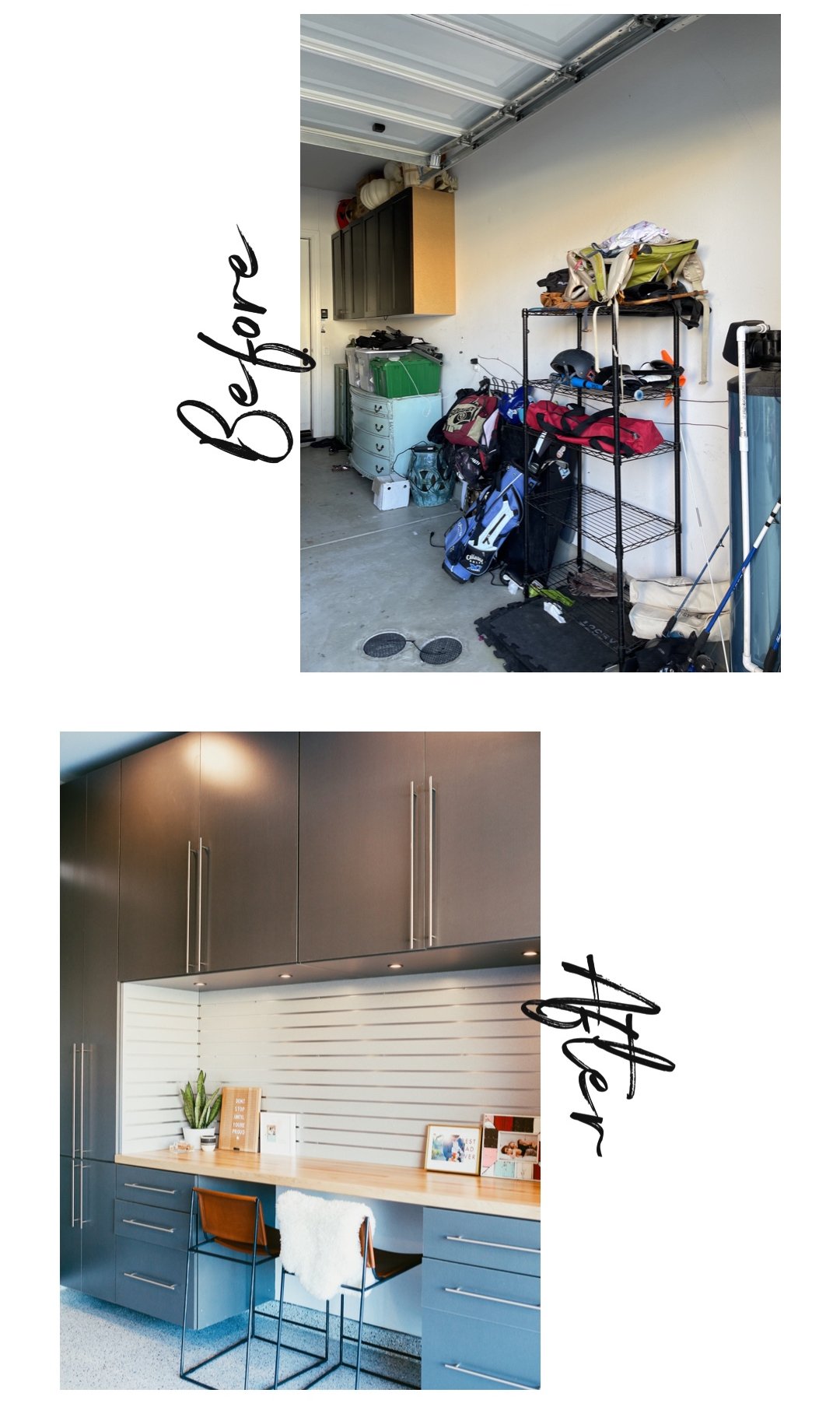 before and after garage organization