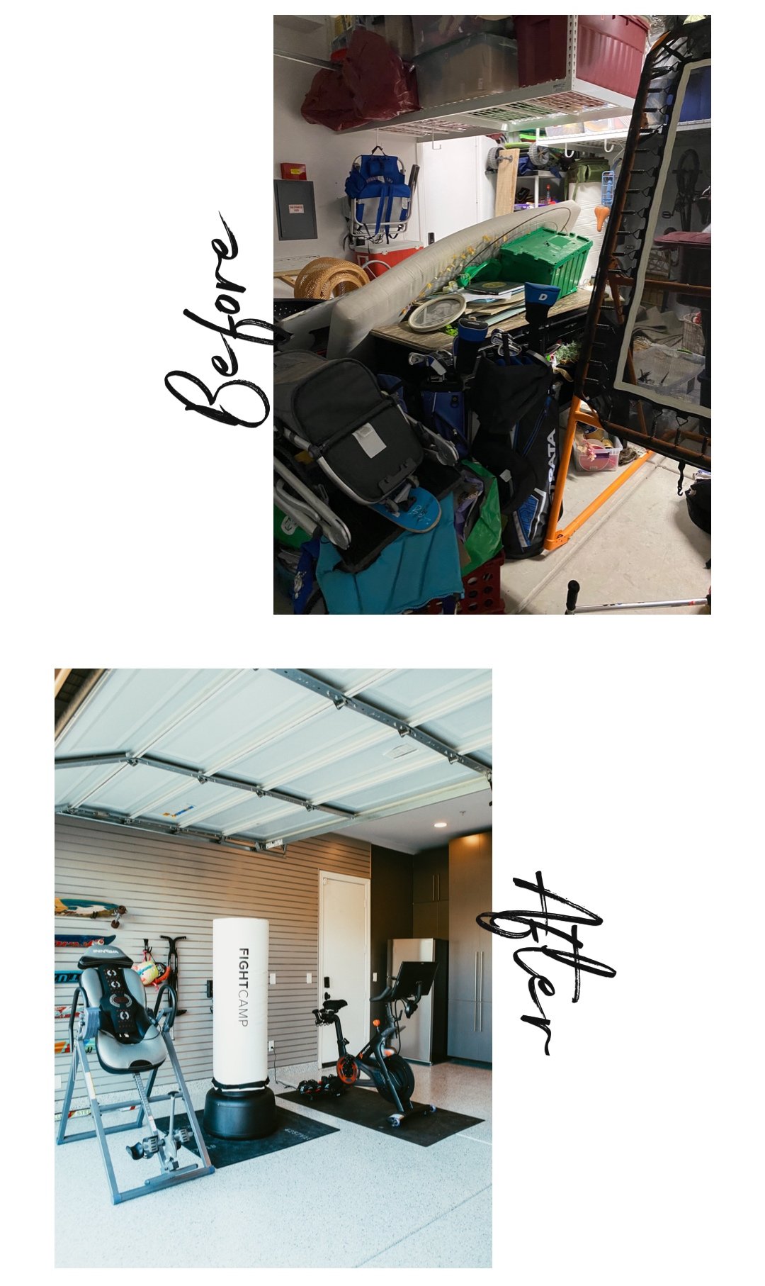 before and after garage organization