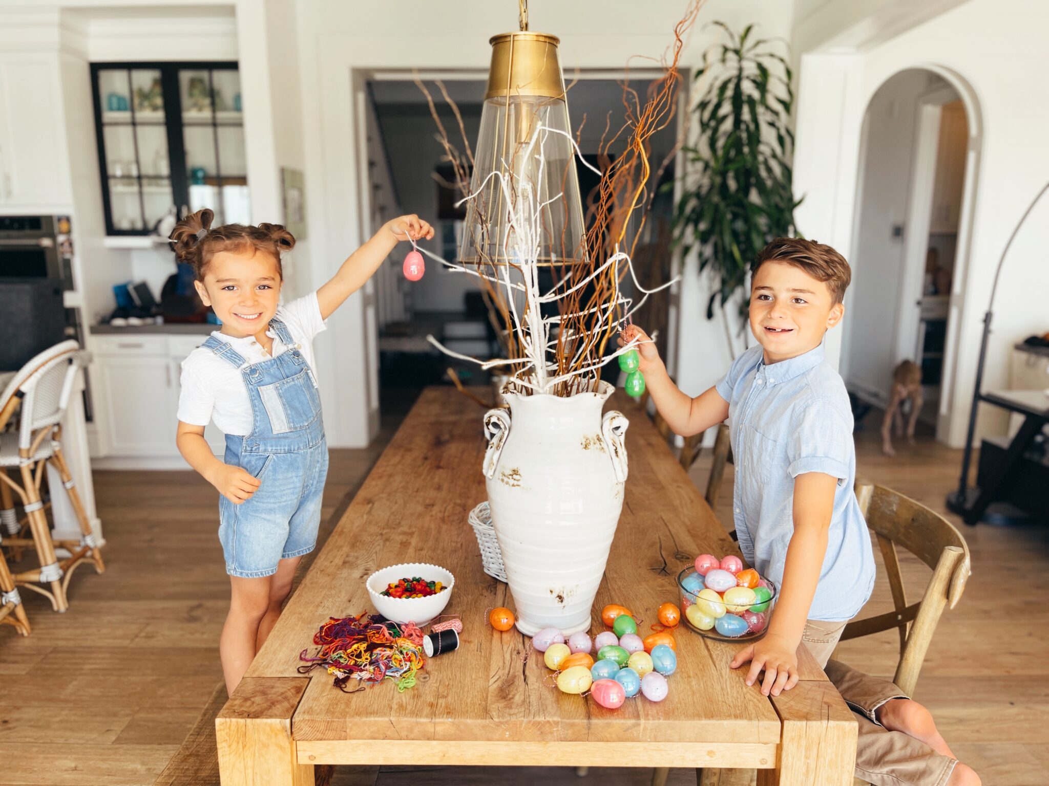 brothers decorating for easter