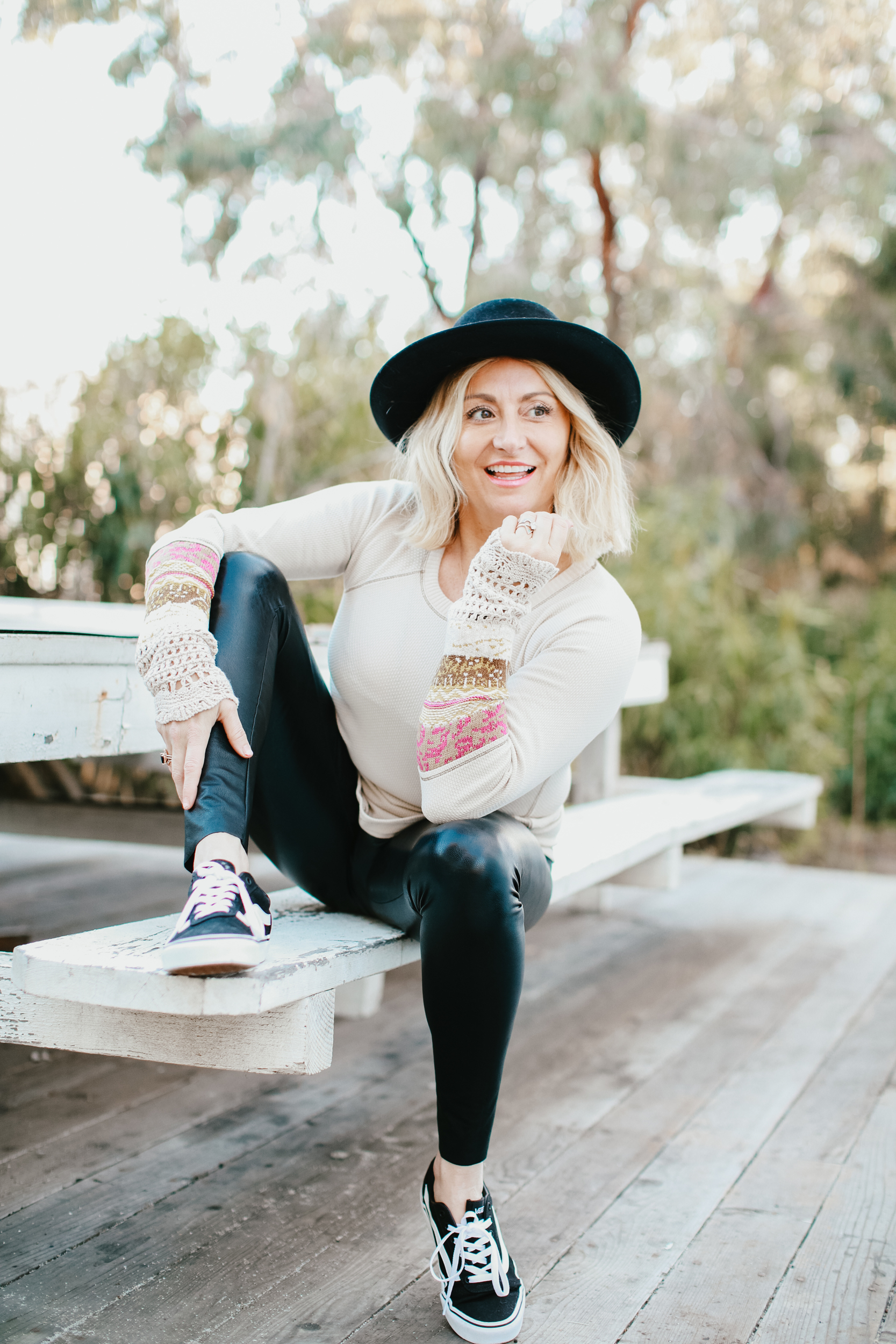 woman sitting on park bench