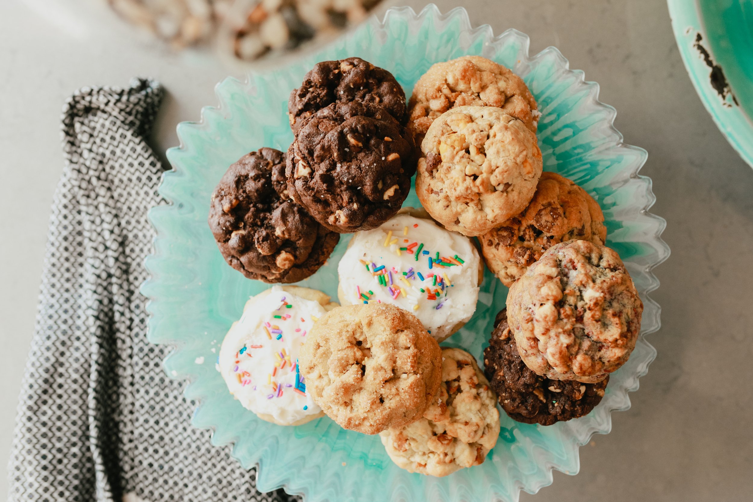 Cookies on platter for mother's day gifts