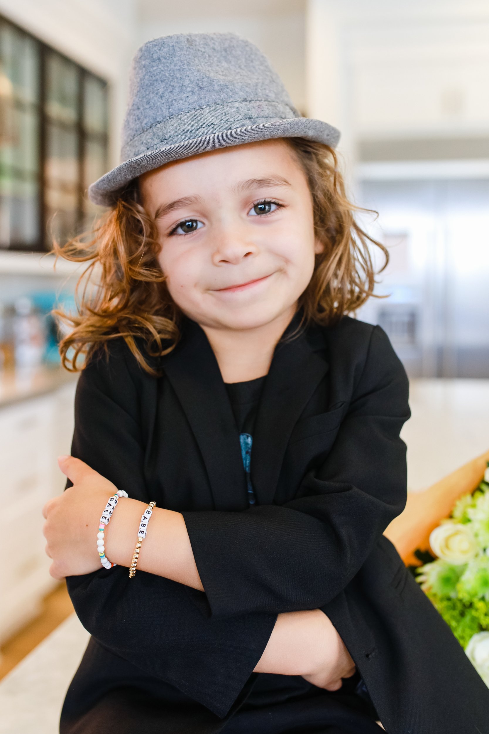 smiling boy in kitchen