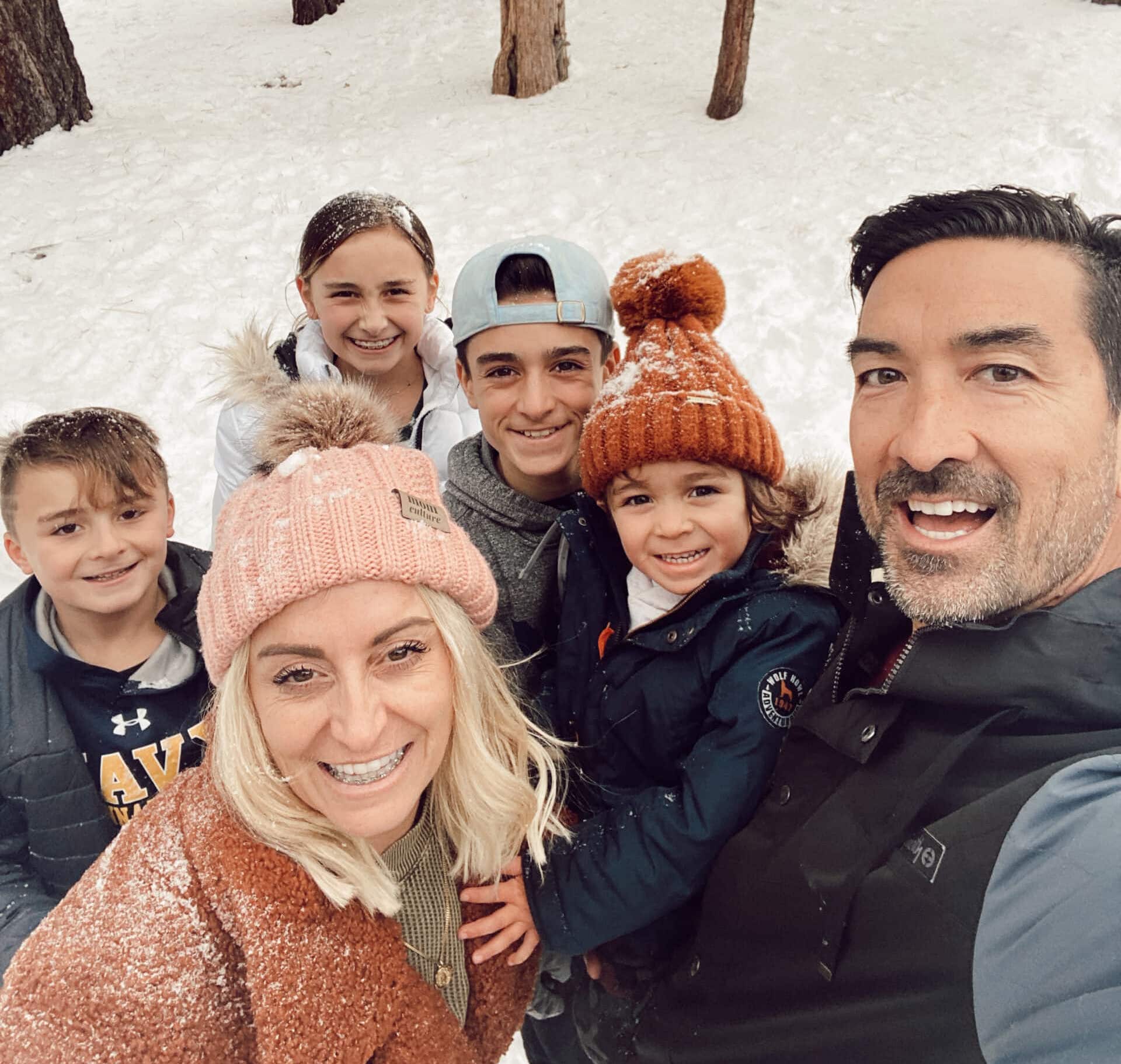 family in the snow for mother's day gifts