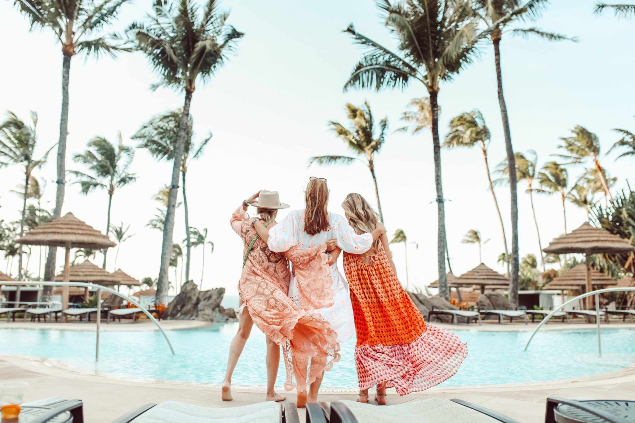 friends by the pool