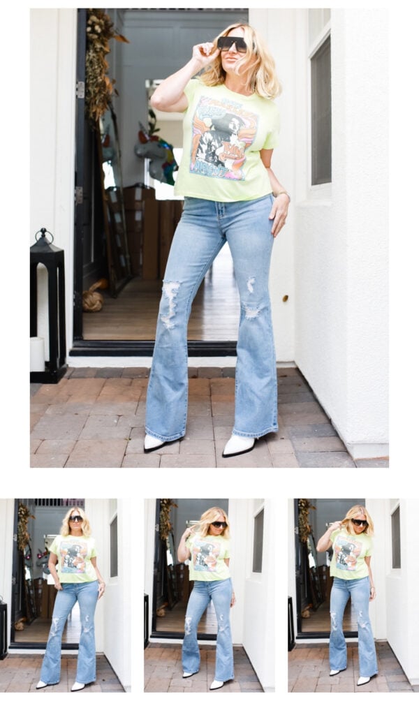 90s Fringy Flare Jeans (M)