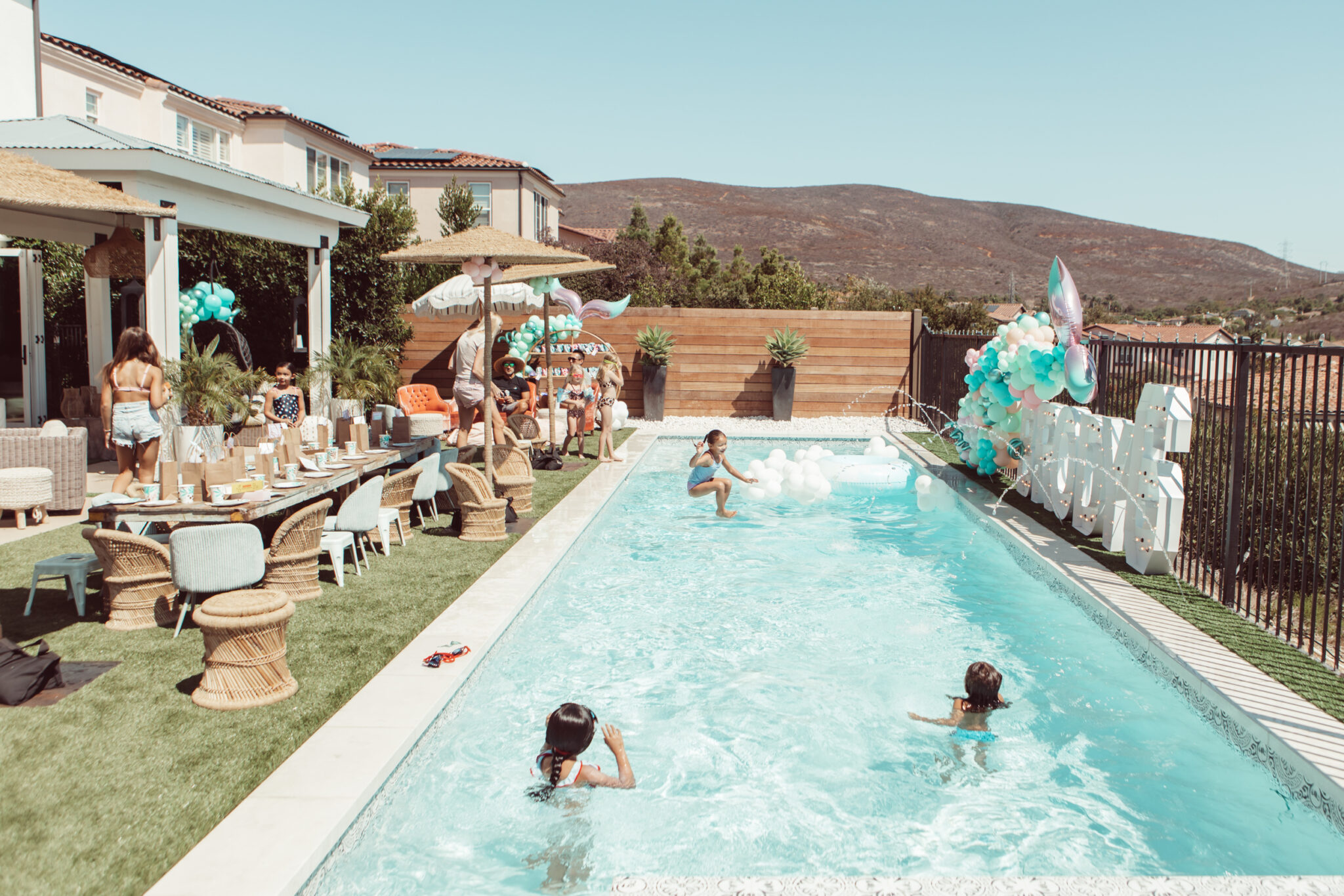 kids playing in the pool