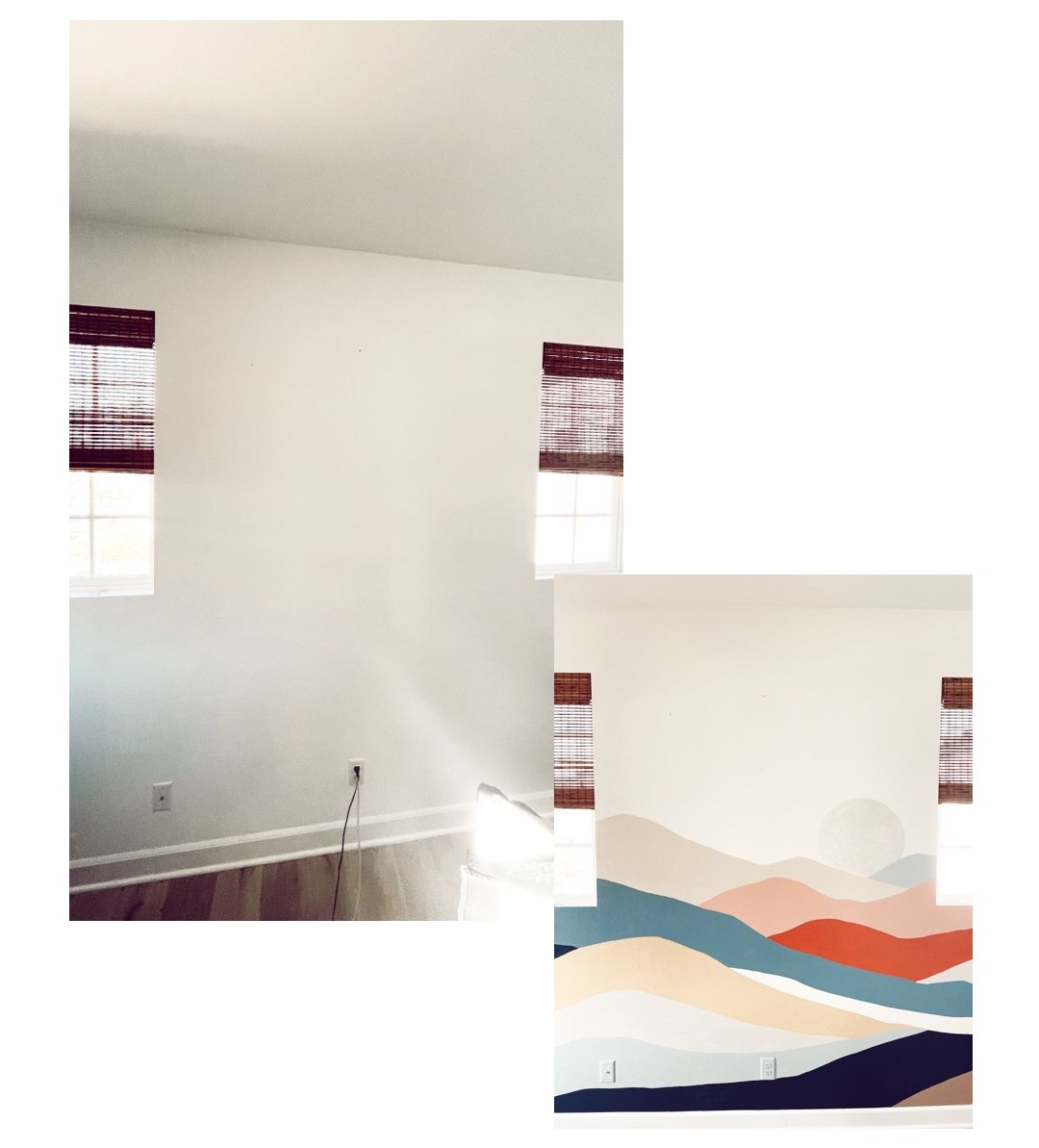 before and after bedroom mural