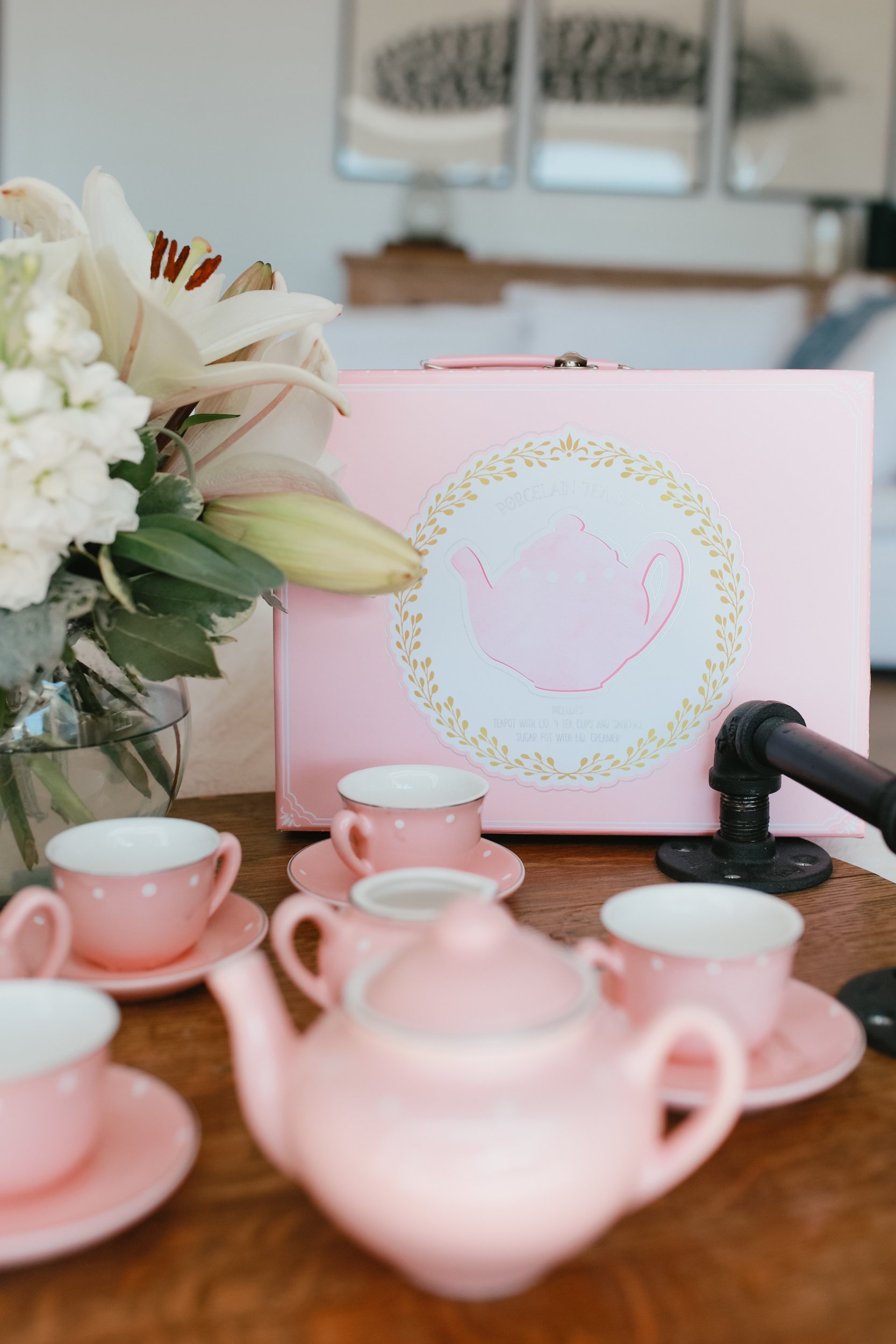 pink tea set