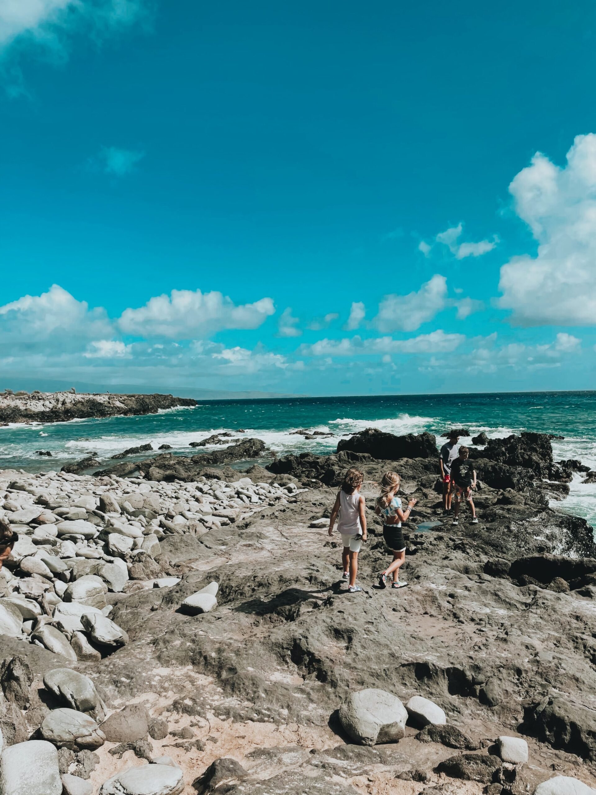 kids exploring tidepools in maui