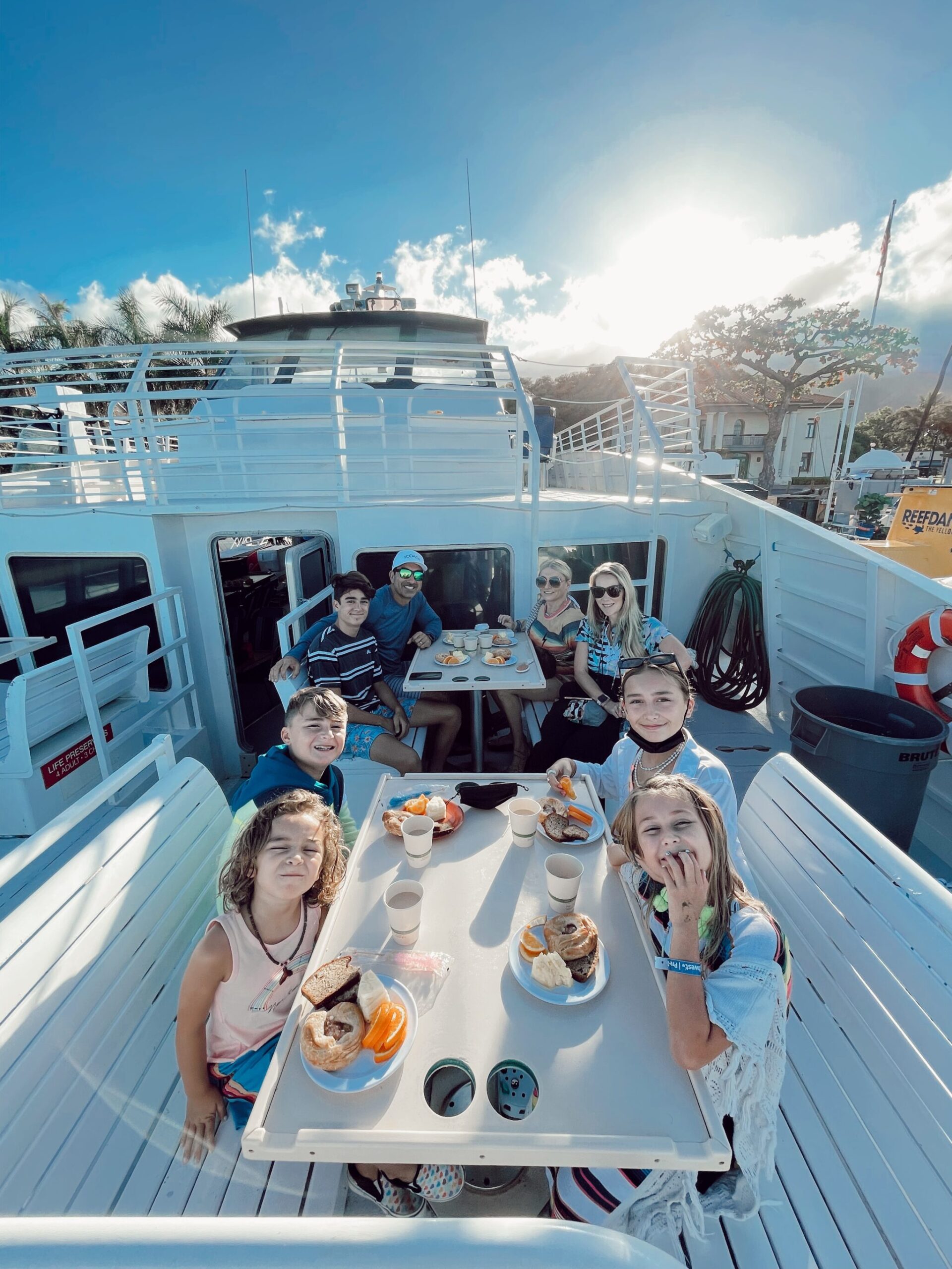 family on a boat