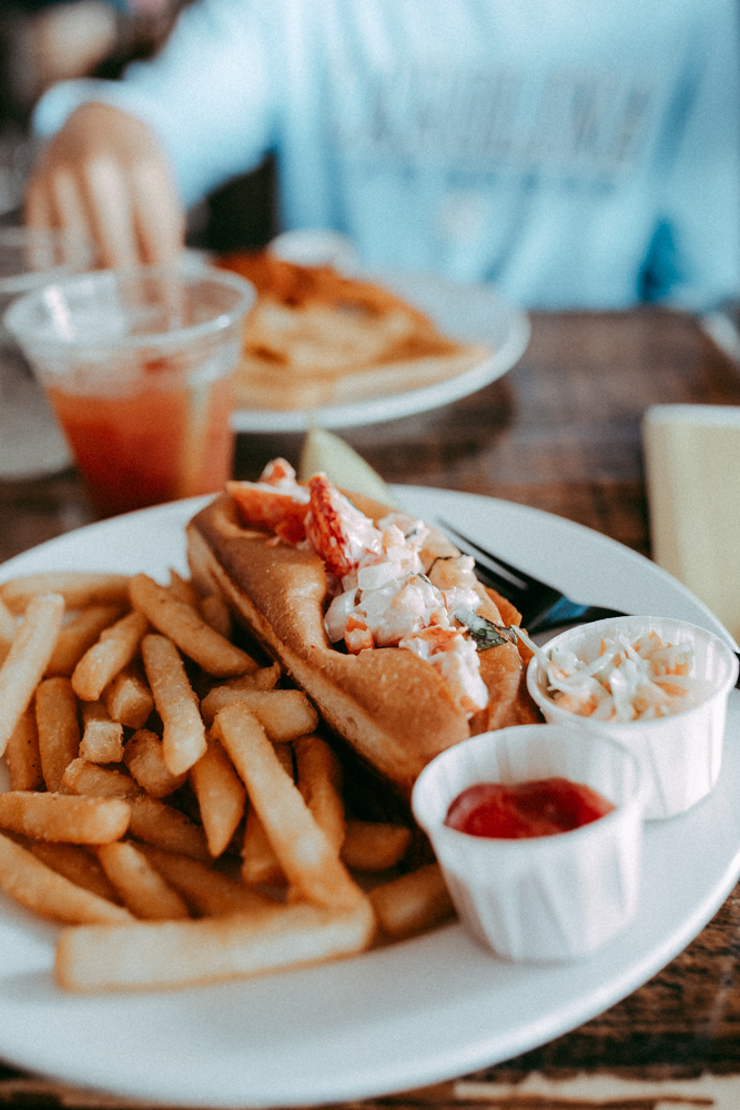 lobster roll and fries