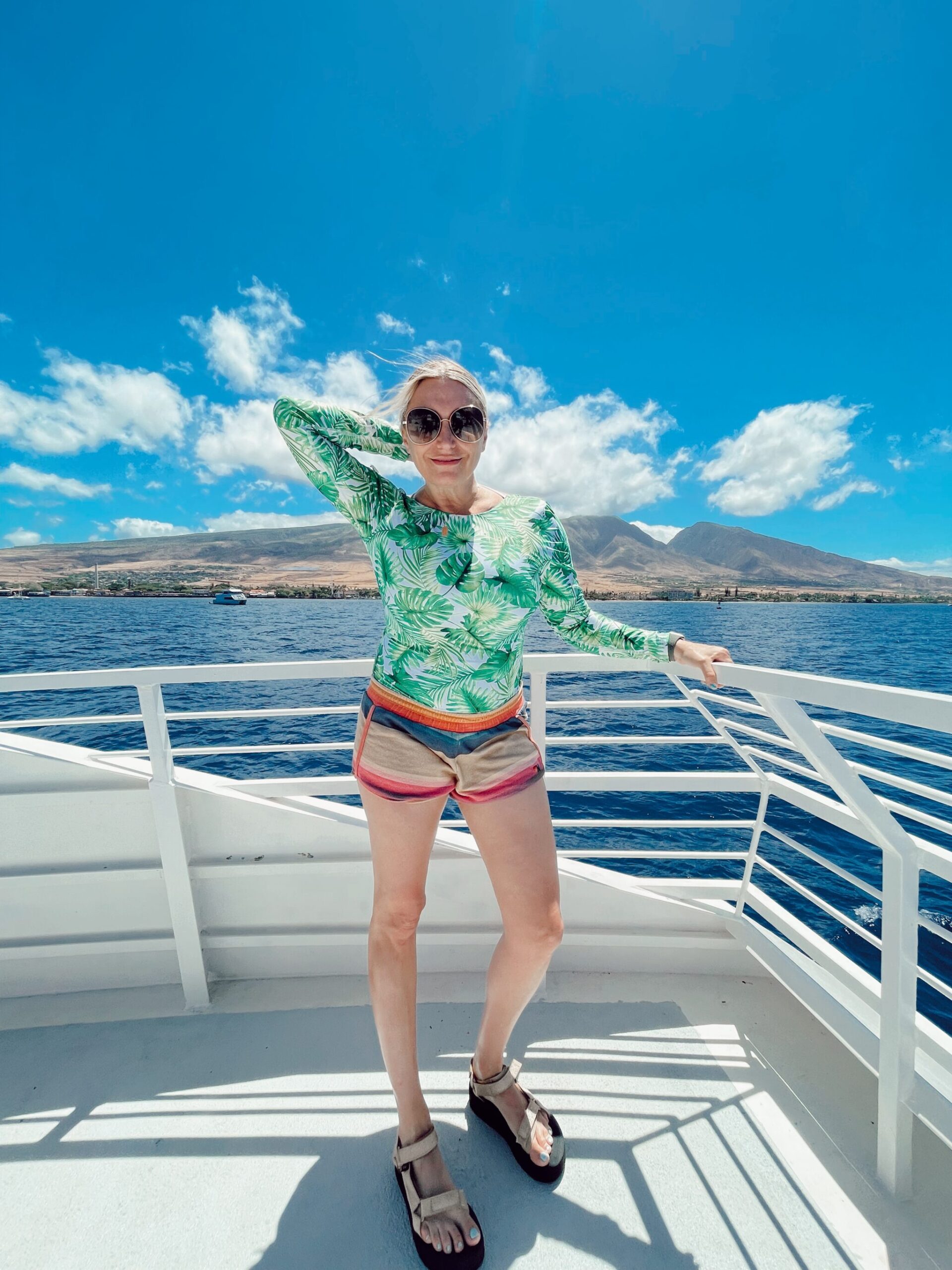 woman on boat in maui