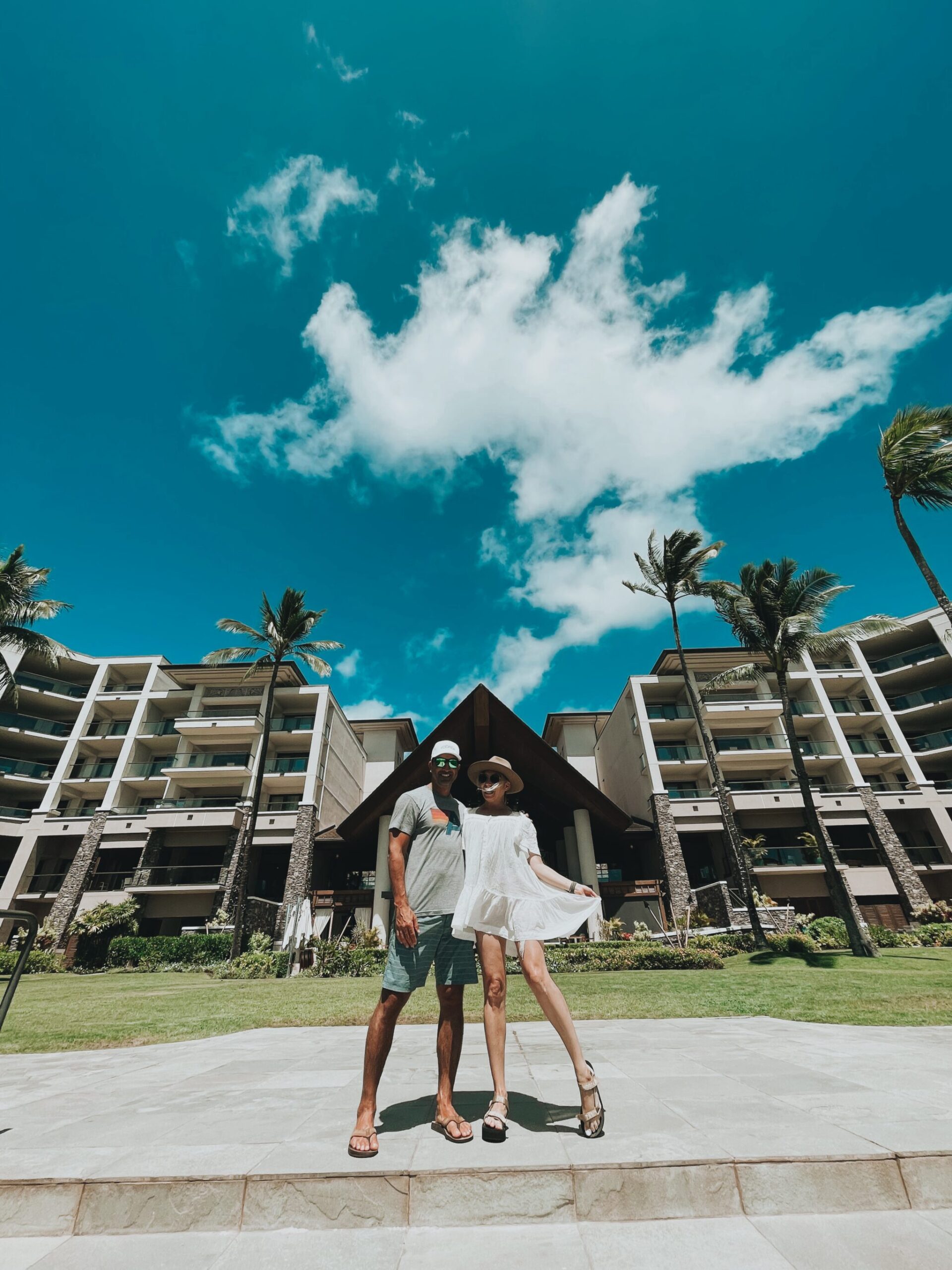 couple outside hotel