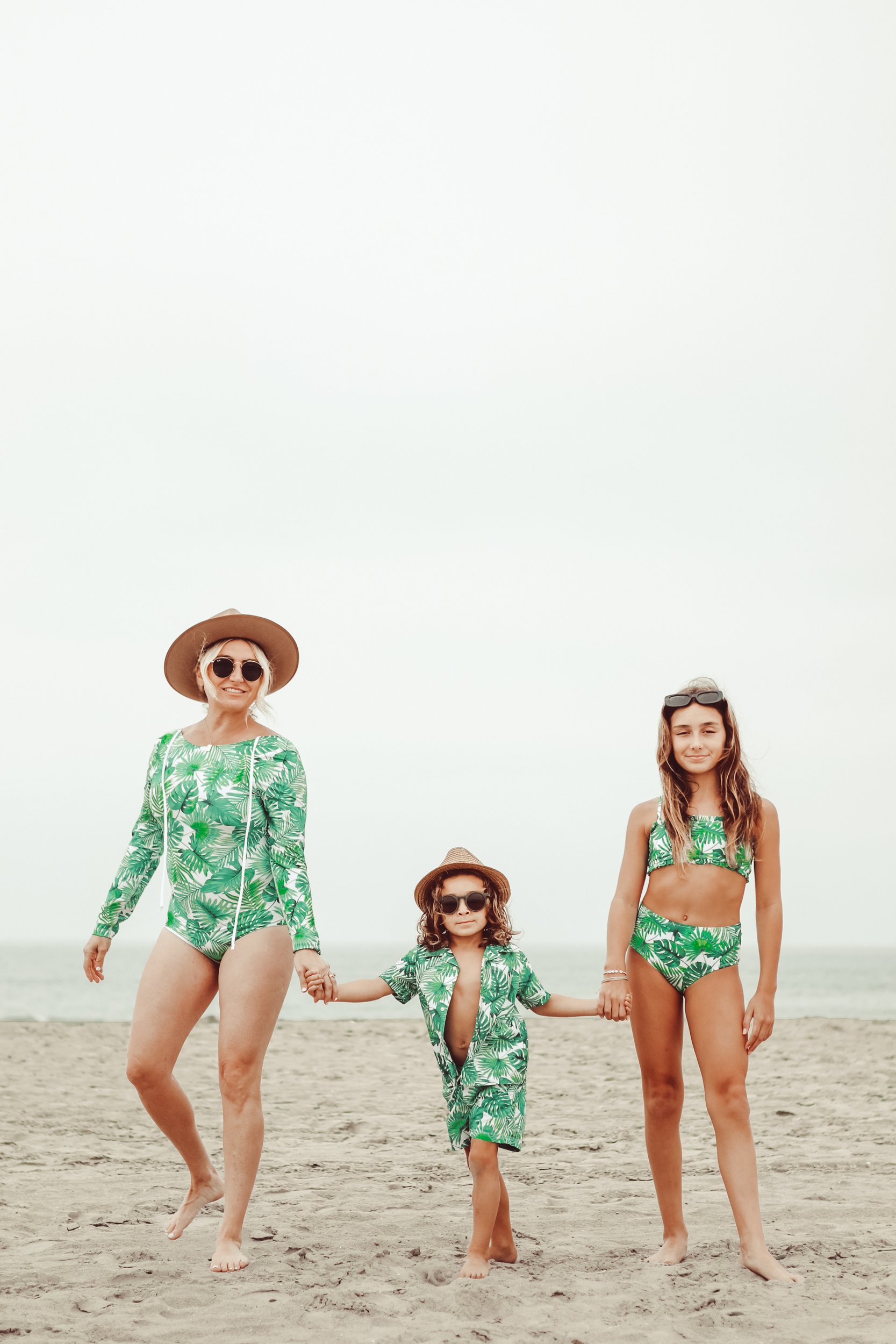 mom and her kids at the beach