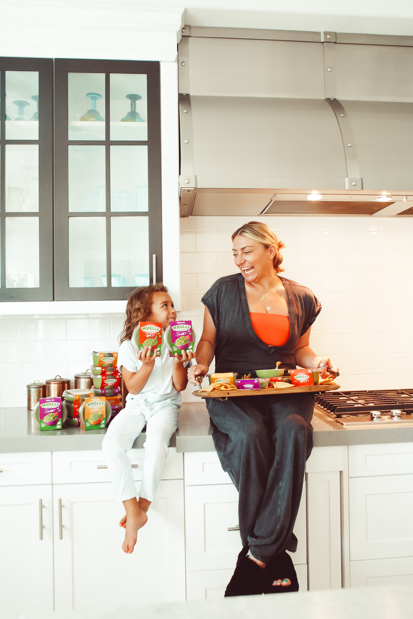 mom and toddler in kitchen