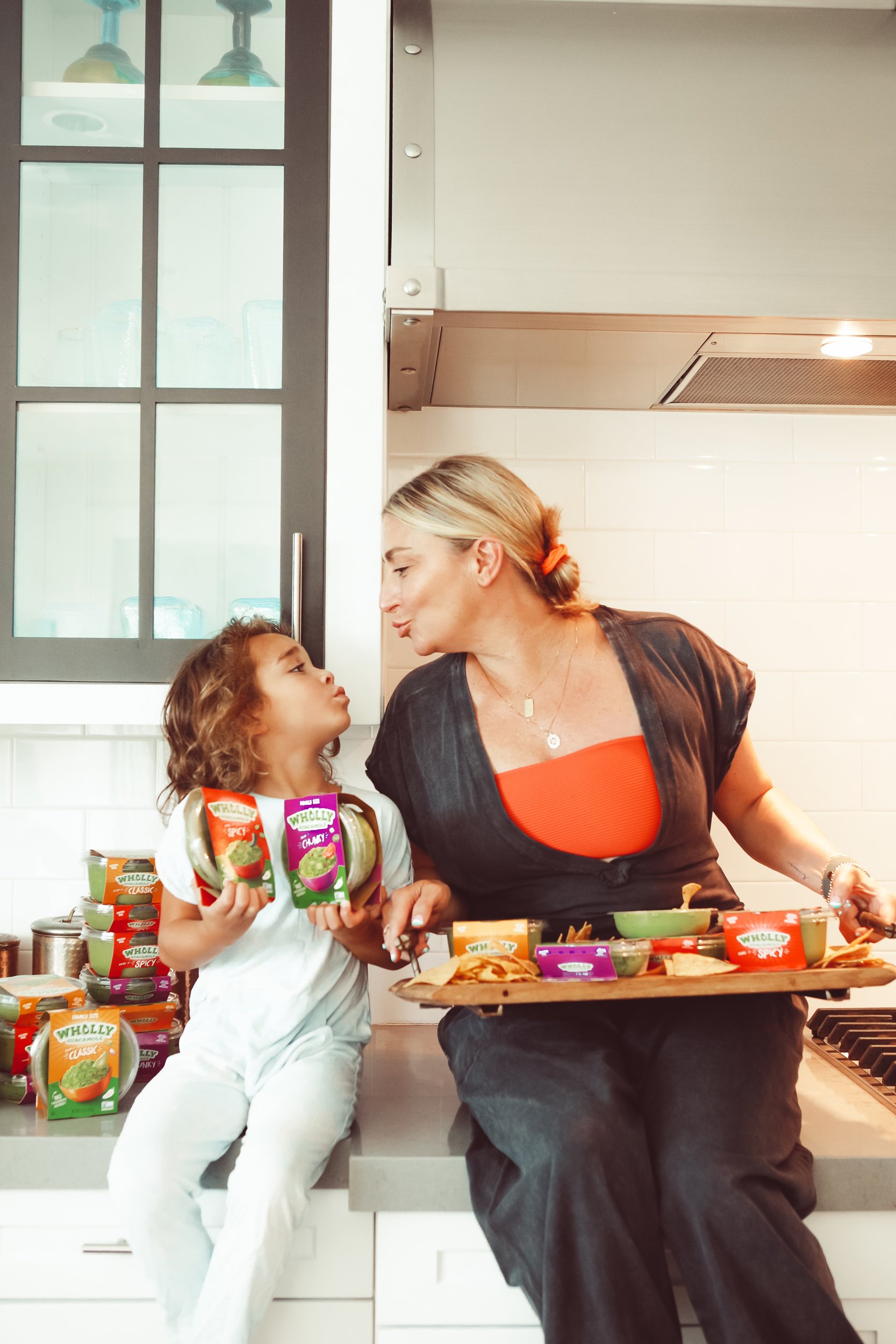 mom and toddler in kitchen