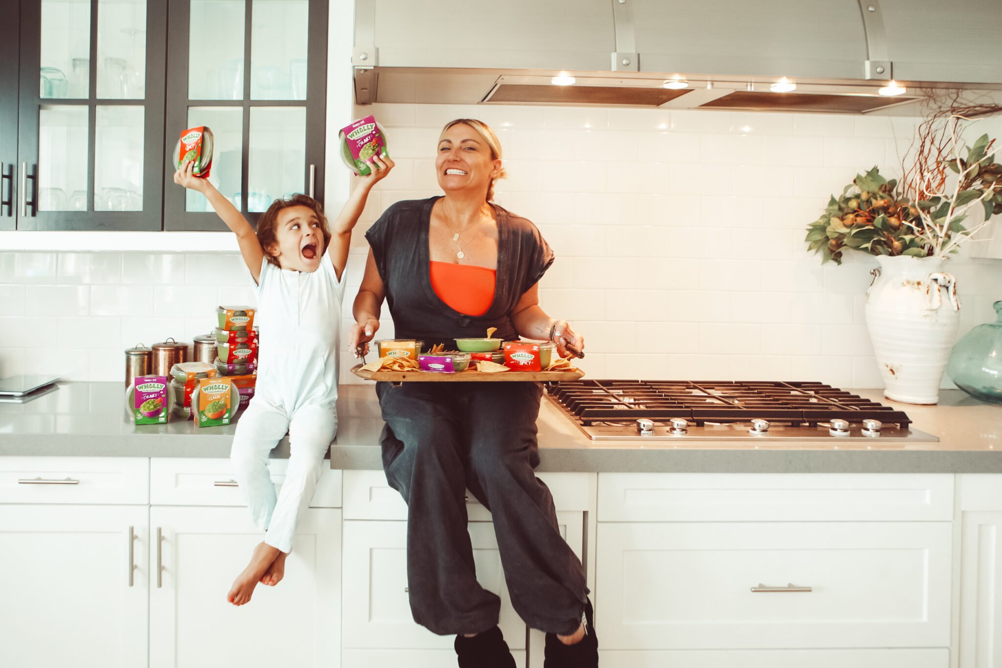 mom and toddler in kitchen