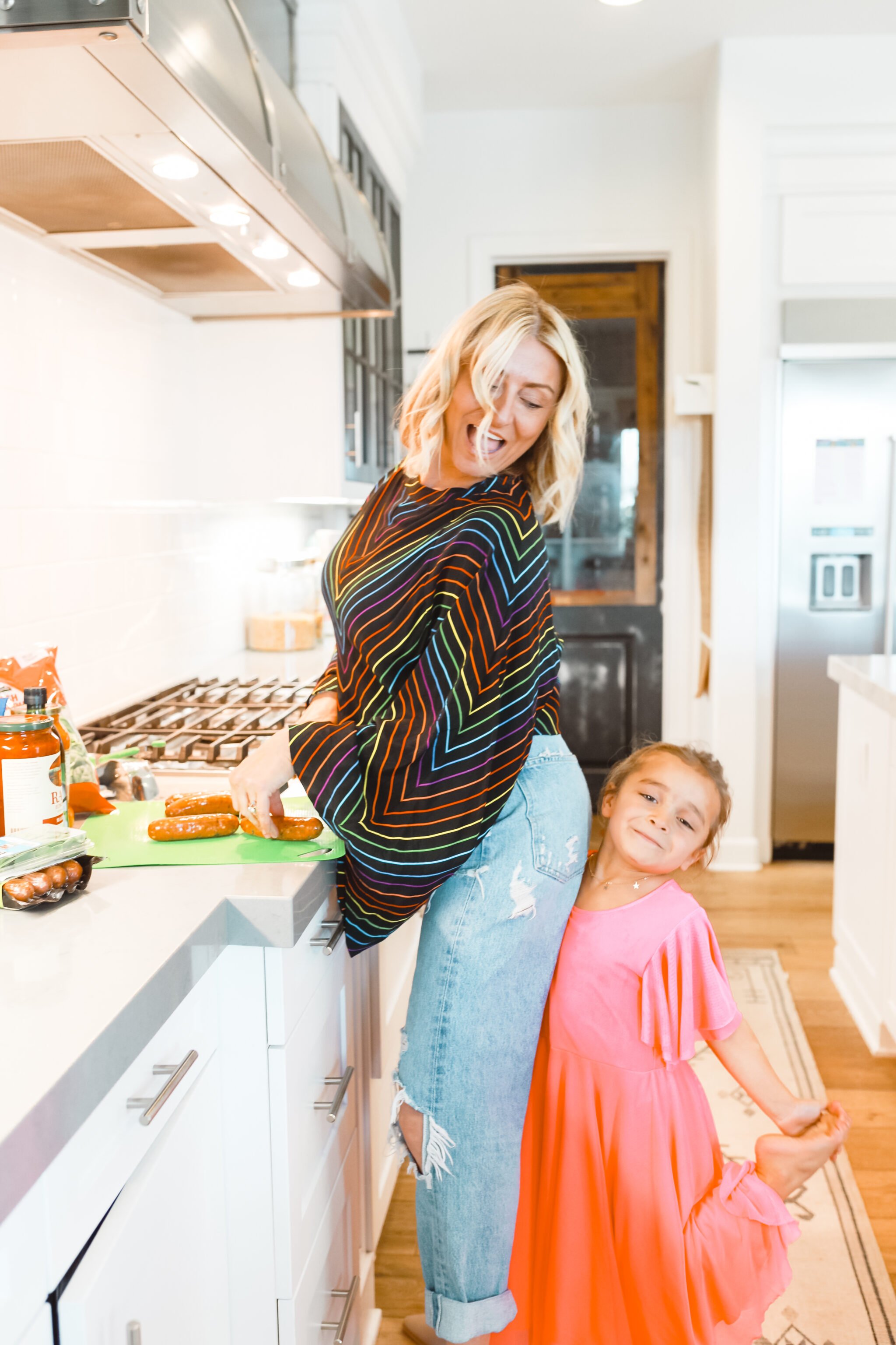 mom and toddler cooking