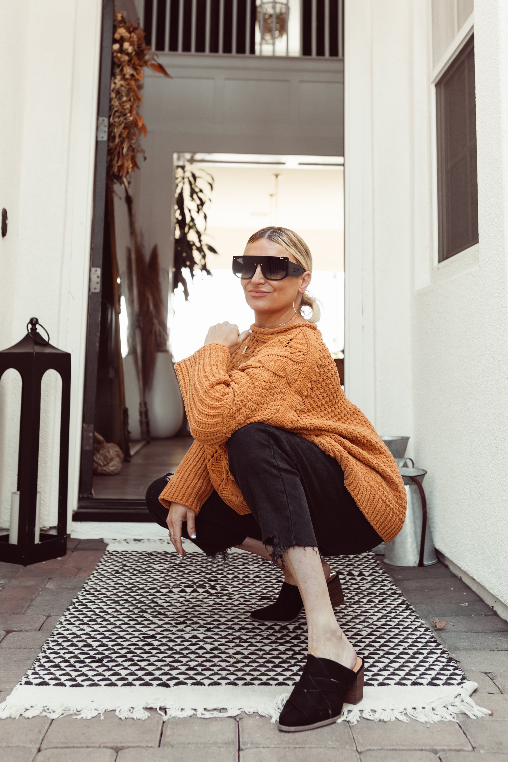 woman posing in cool clothes