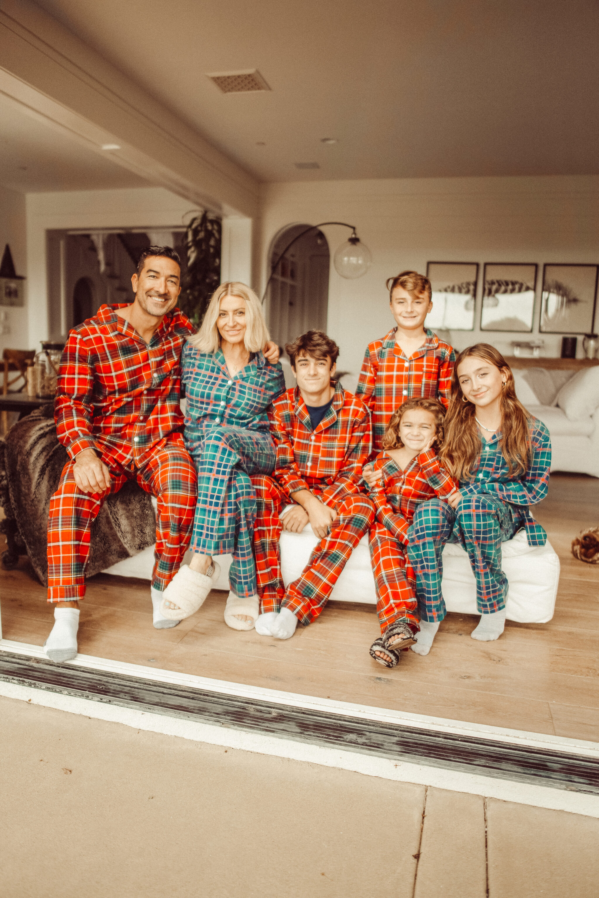 family in matching pajamas