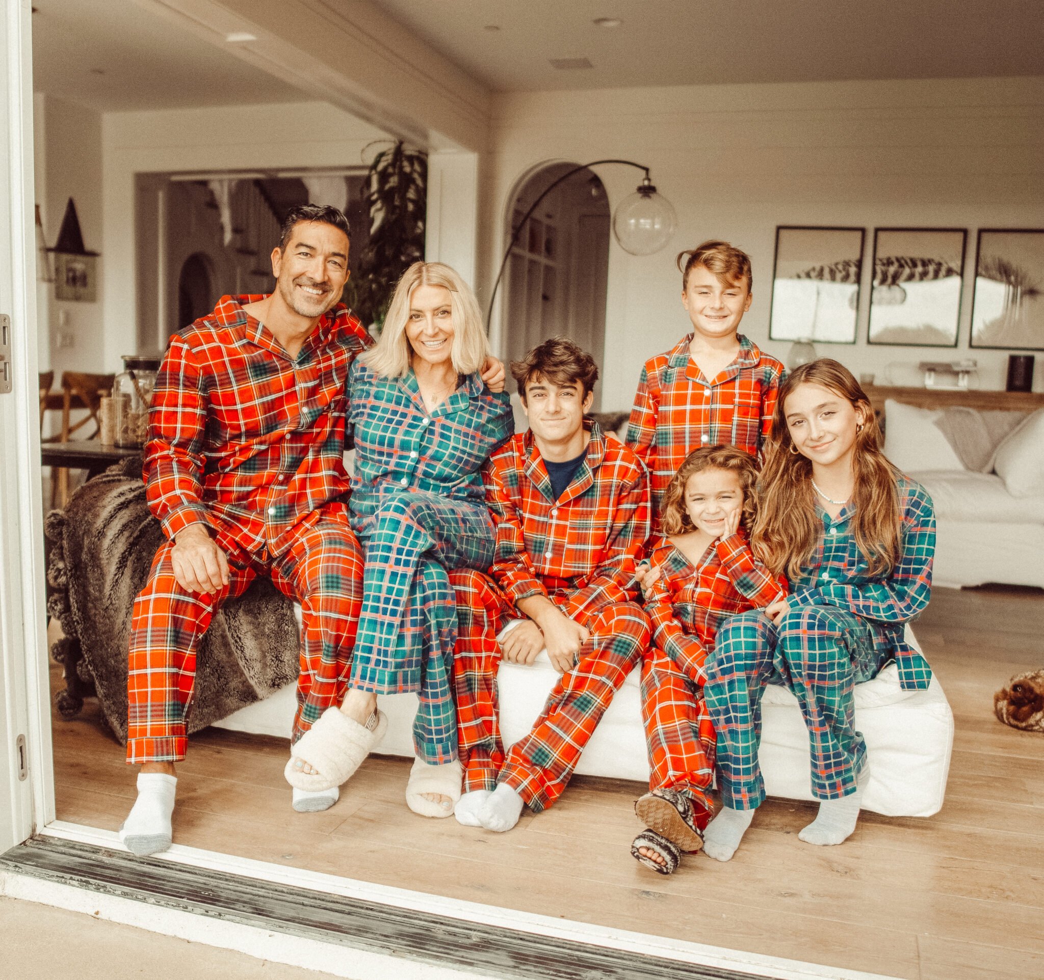 Funny Family Christmas,Plaid Christmas Pajamas-White Green Buffalo Plaid  Green Style With Merry Christmas Christmas Hat Pattern