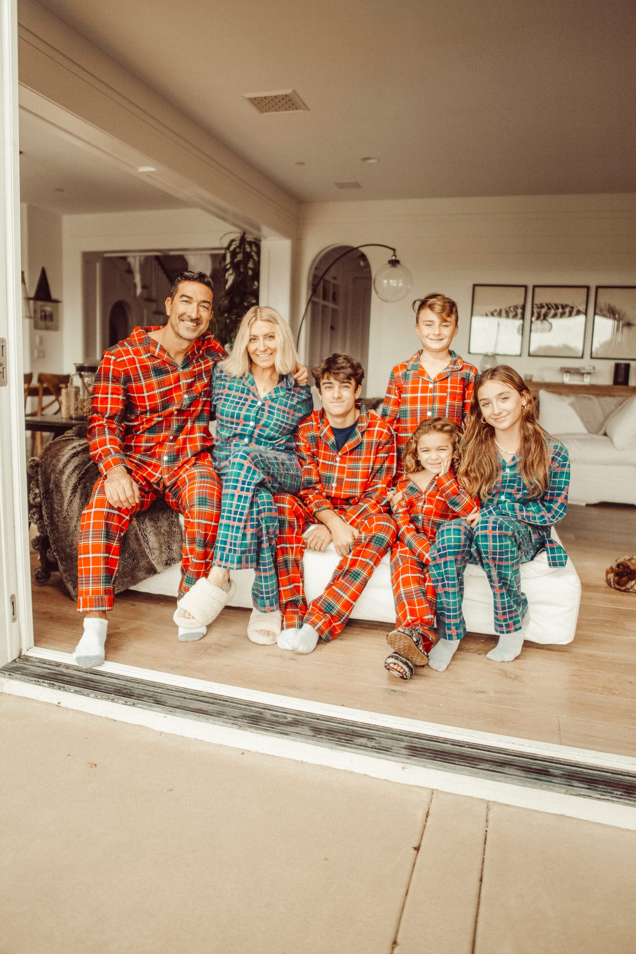 family in matching christmas pajamas