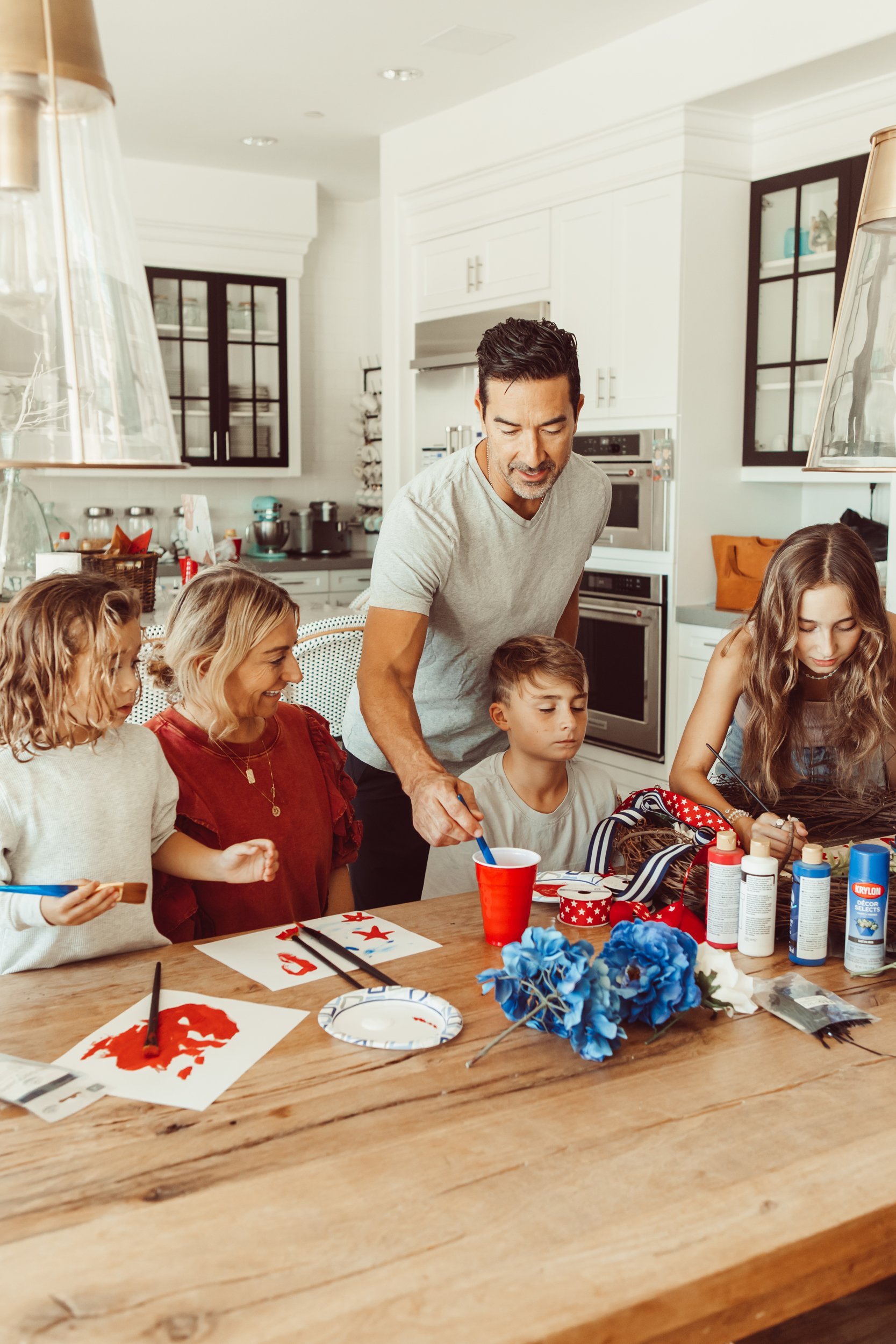 family doing crafts together