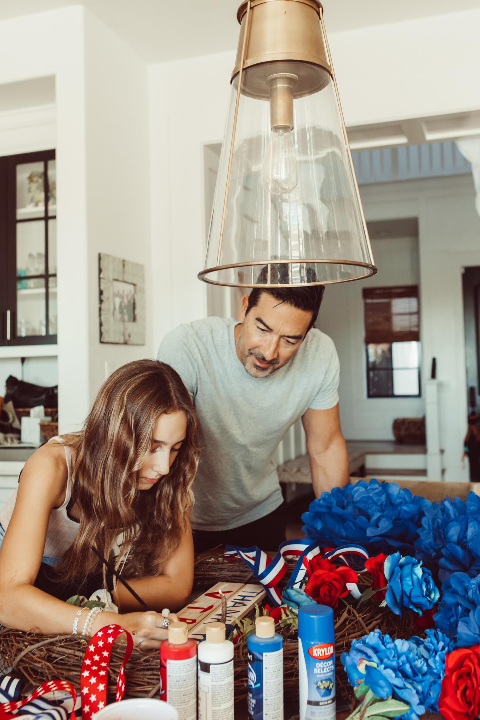 father and daughter crafting