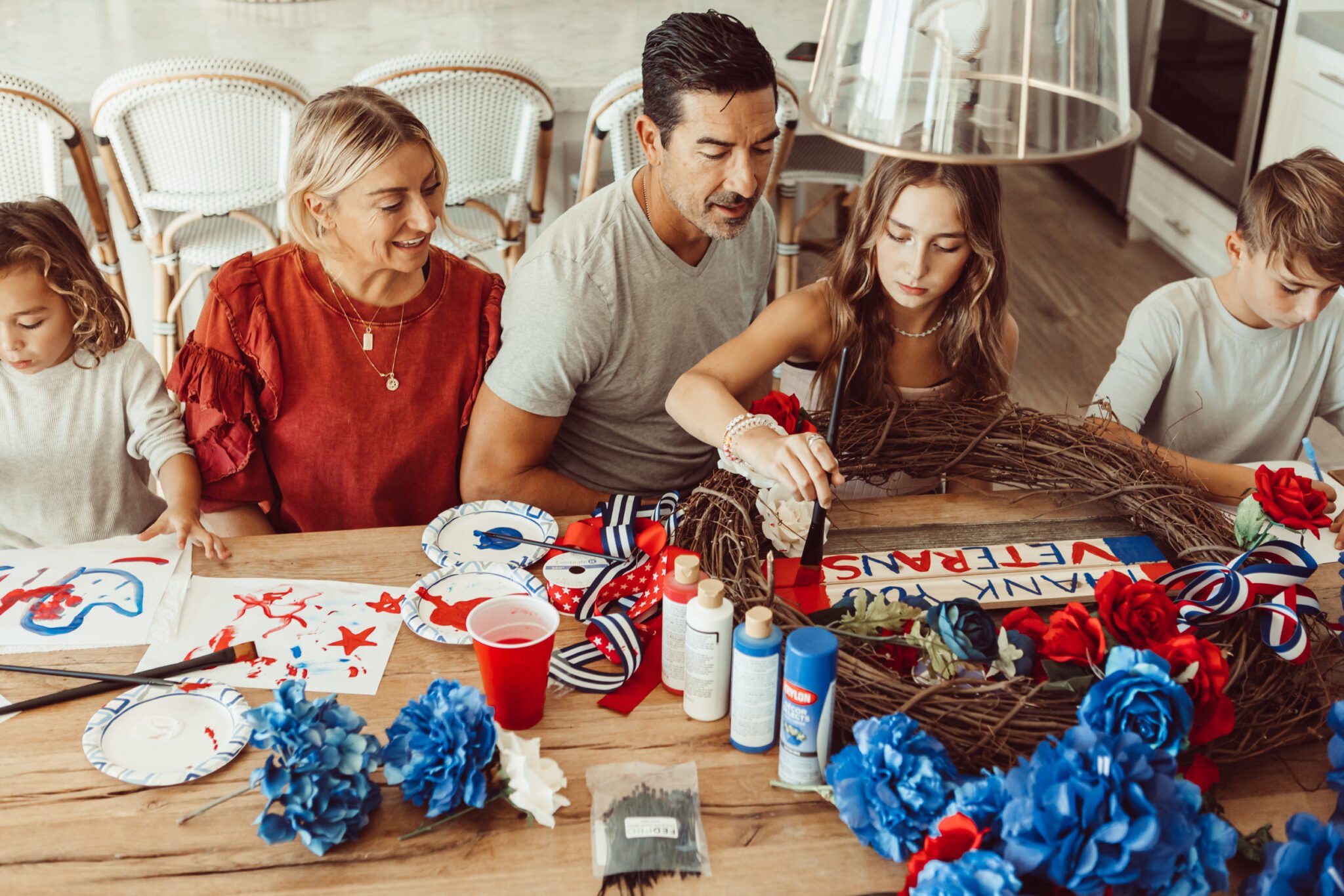 family crafting together
