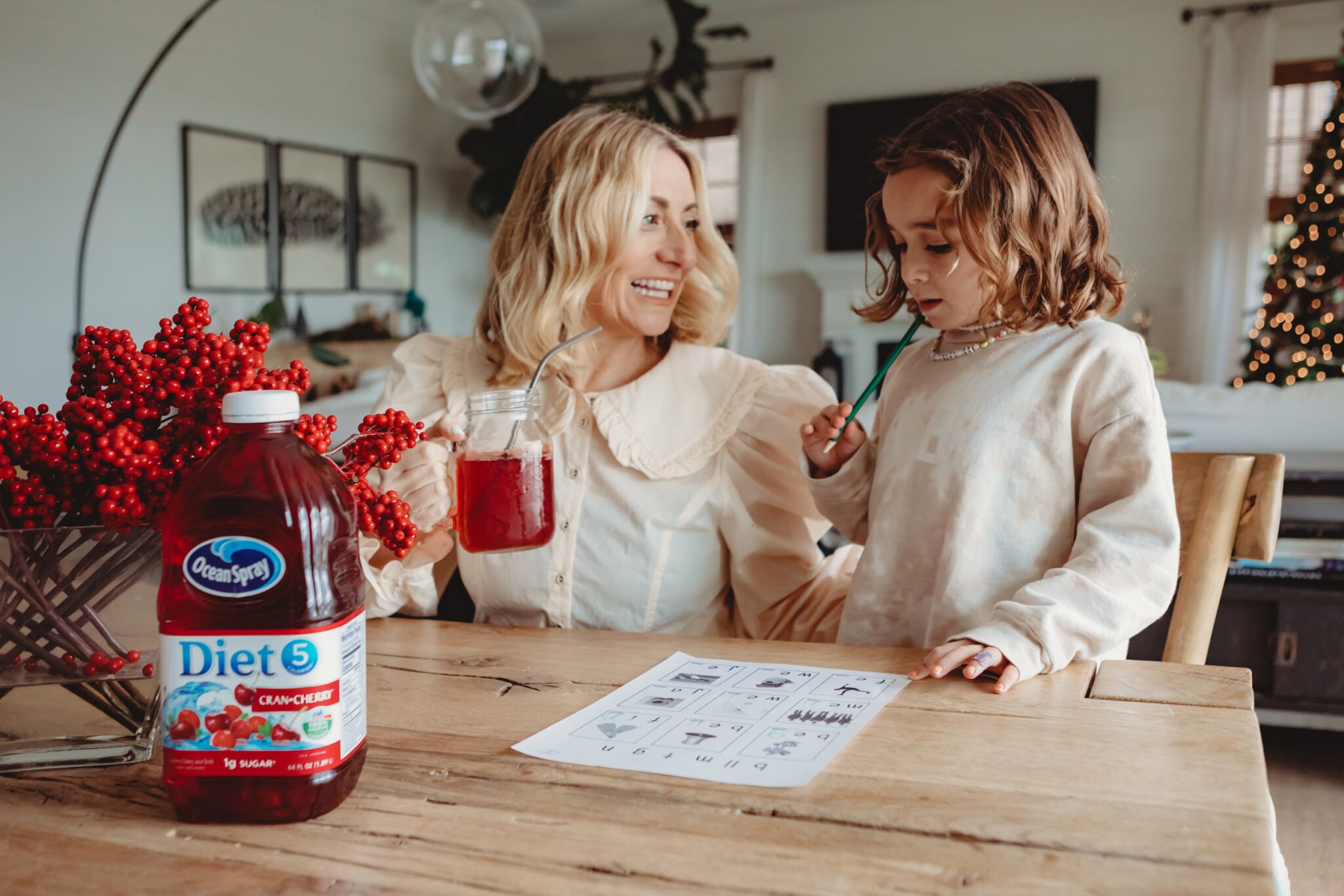 mom helping son with homework