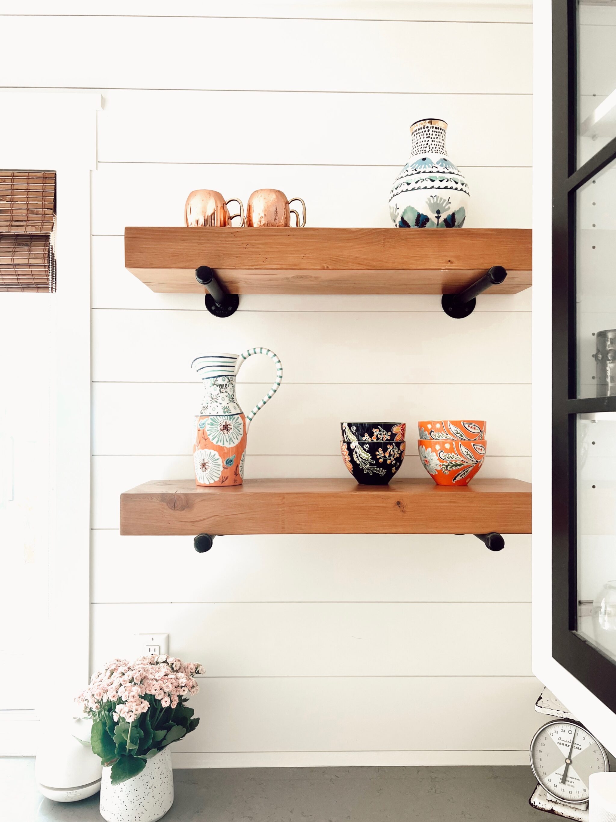decorated kitchen shelves