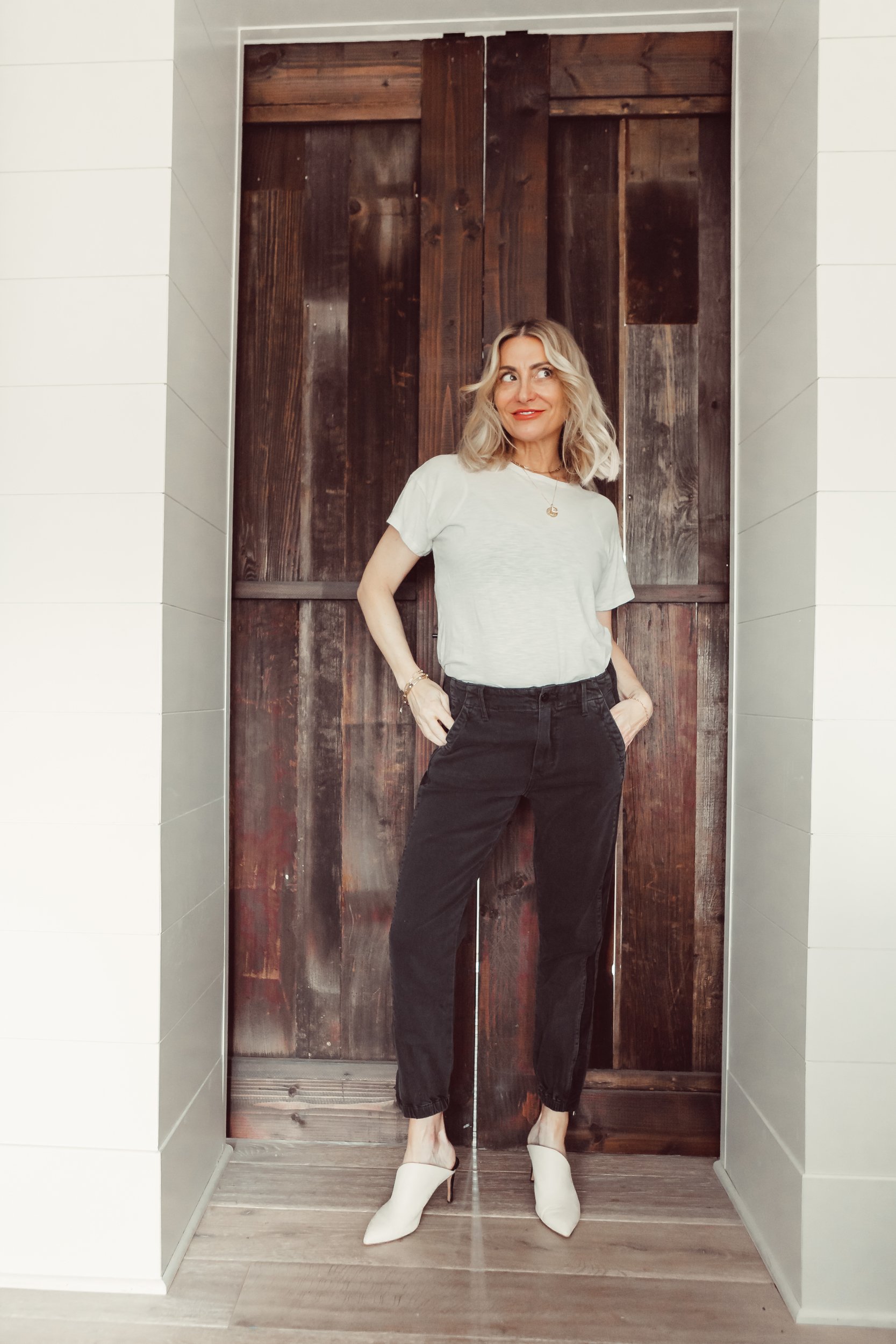 woman standing in doorway