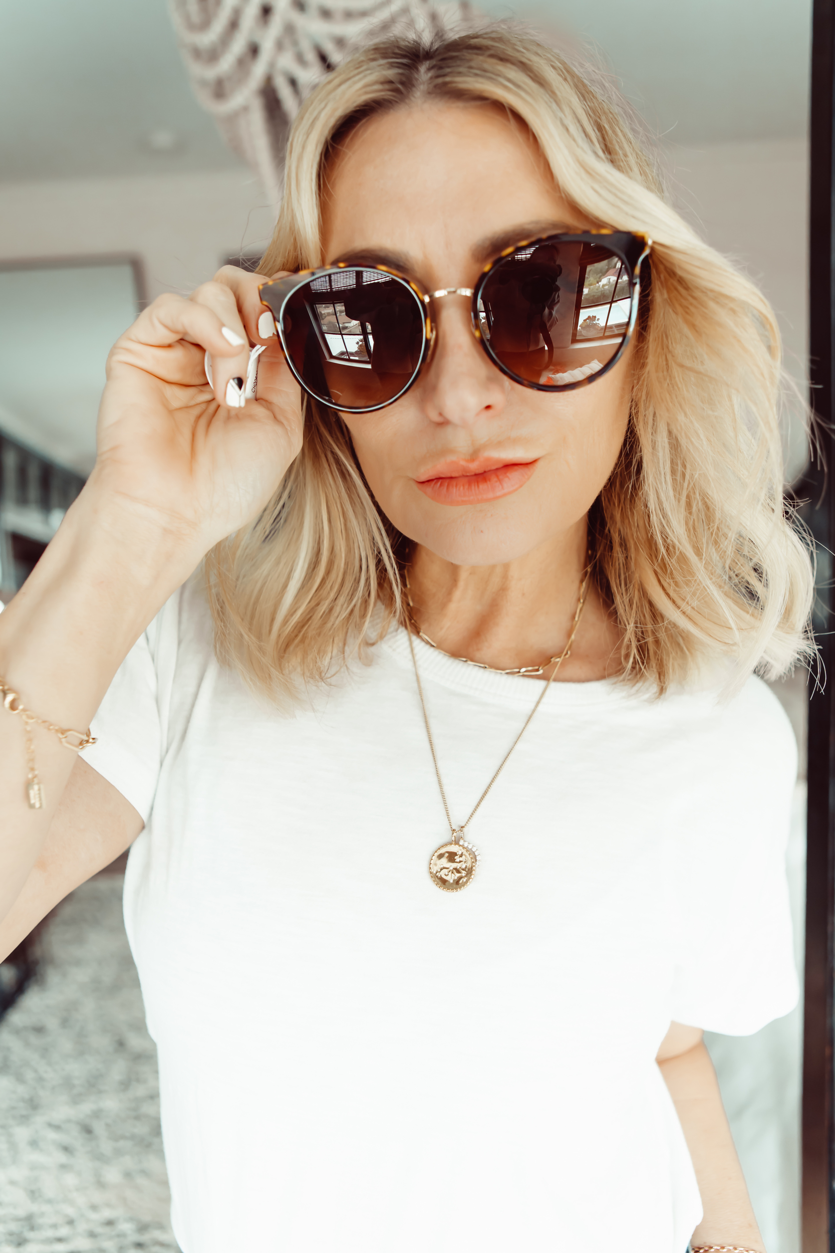 close up of woman wearing glasses