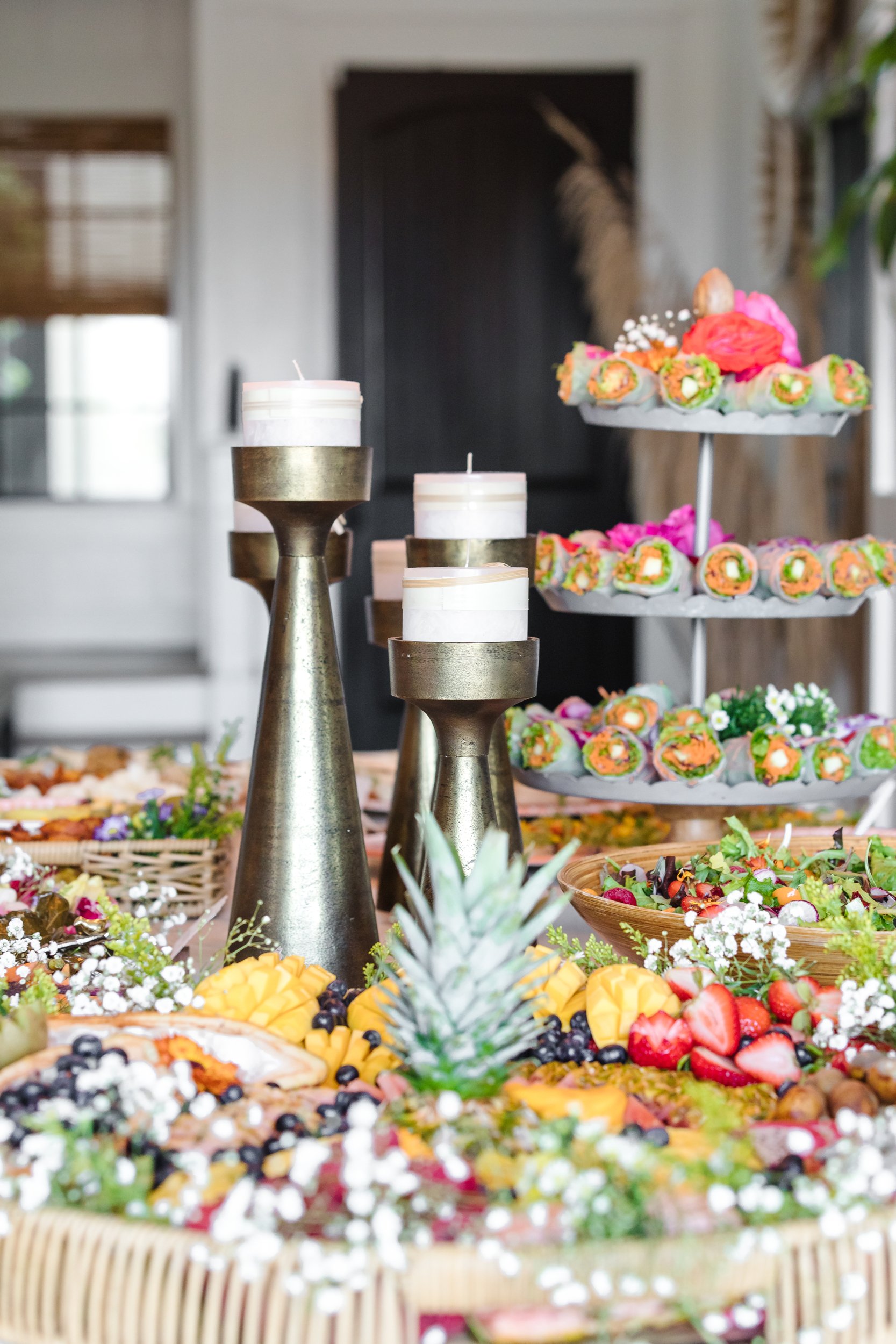 table with decor and party food
